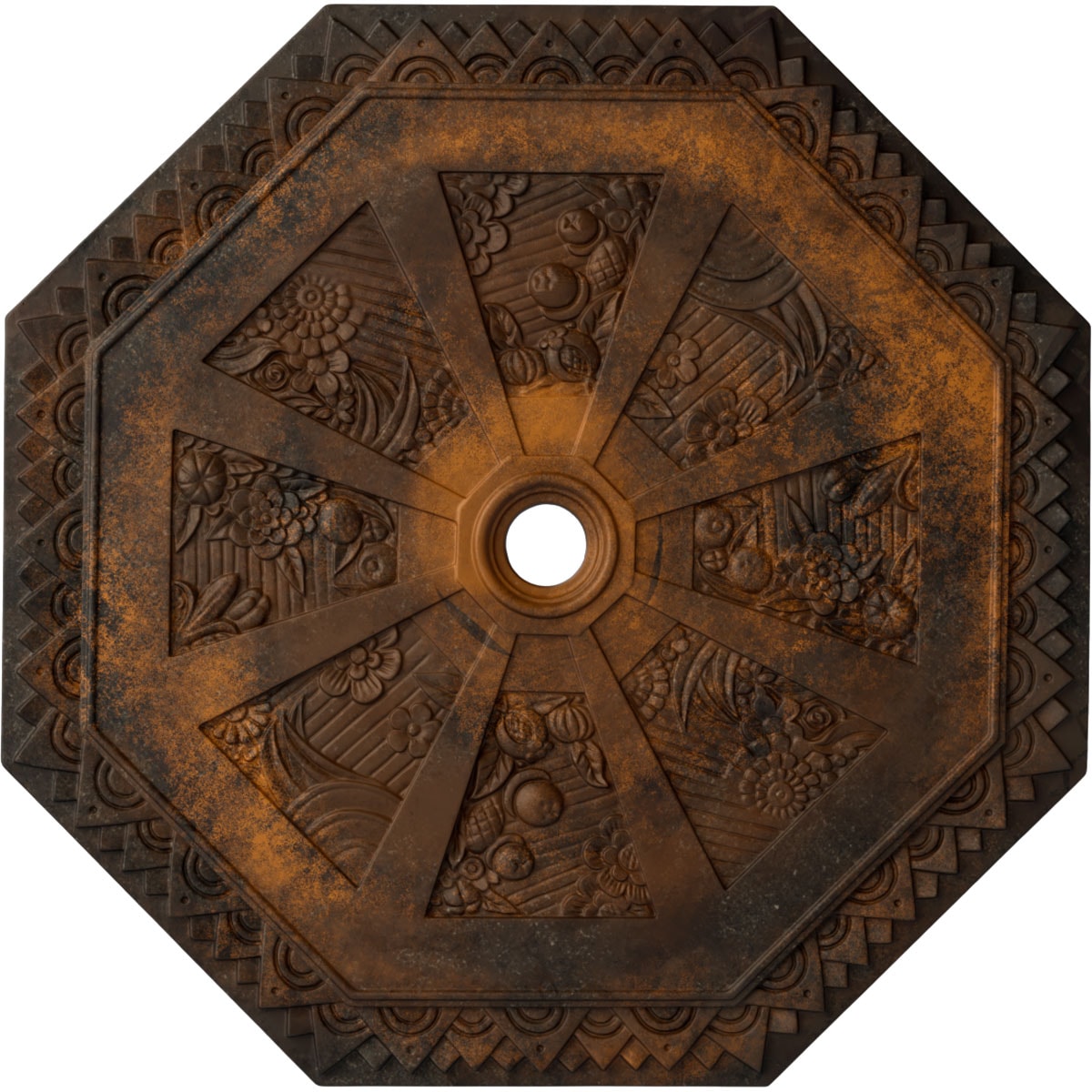 Ekena Millwork CM30SPRUS Spring Octagonal 29.125-in W x 29.125-in L Painted Rust Polyurethane Whole Ceiling Medallion