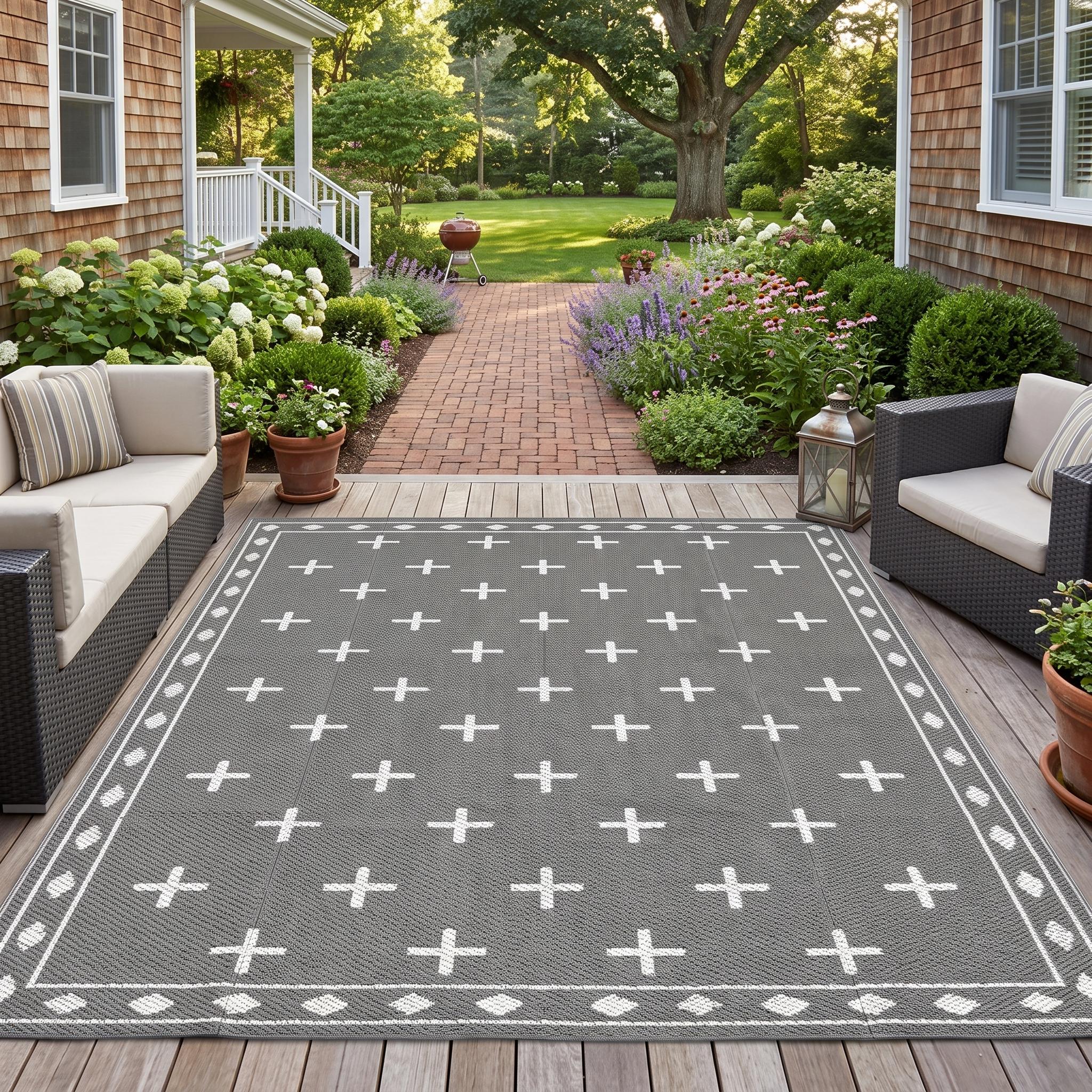 Garvee 9x18ft Reversible Waterproof Outdoor Rug Large Plastic Straw ...