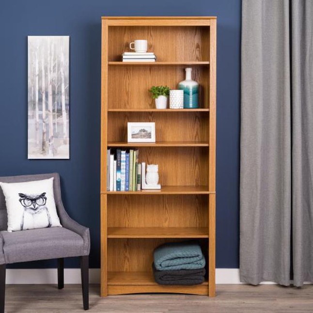 Prepac Oak 6 Shelf Bookcase In The, 6 Ft White Bookcase