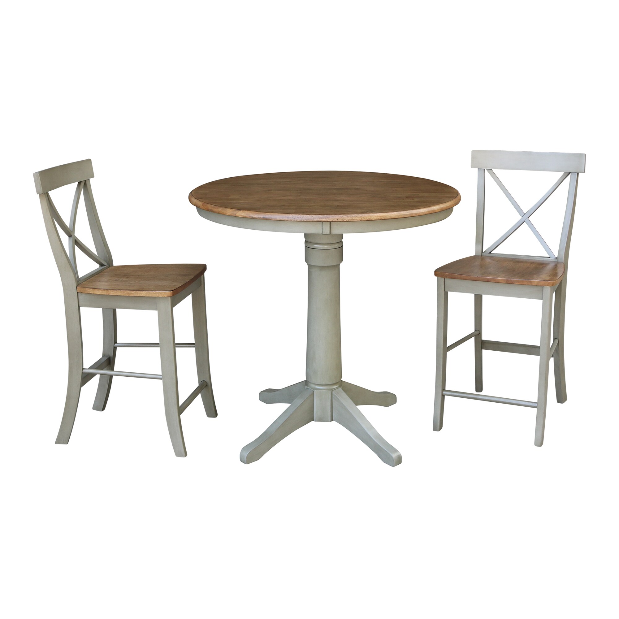 International Concepts K41-36RT-27B-S6132-2 Distressed Hickory/Stone Casual Dining Room Set with Round Table (Seats 2)