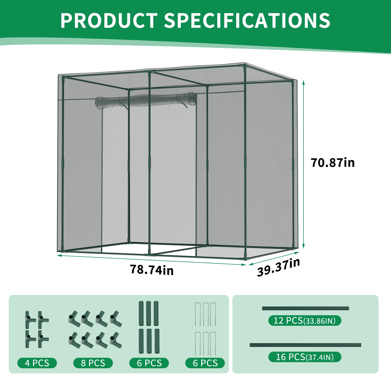 DOCRED 78.74 x 39.37 in Crop Cages for Garden Plant with Zippered