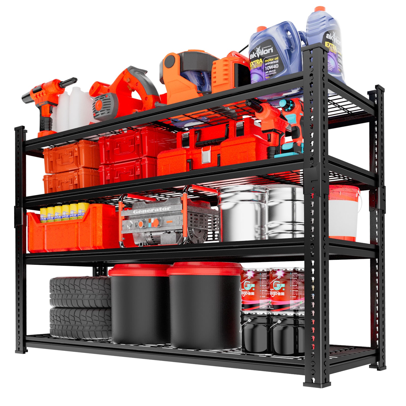 LOVMOR 48HDMS4C-PLR 4-Tier 48 in W x 60 in H x 18 in D Adjustable Heavy Duty Metal Shelving Unit
