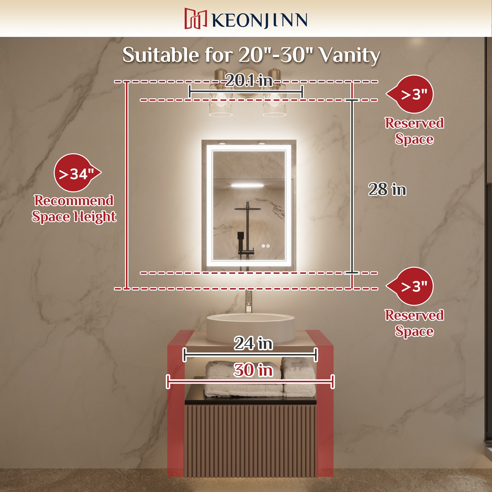 Keonjinn LW-JZ-ZGSSW-5171 Framed-Bath-Mirrors - View #3