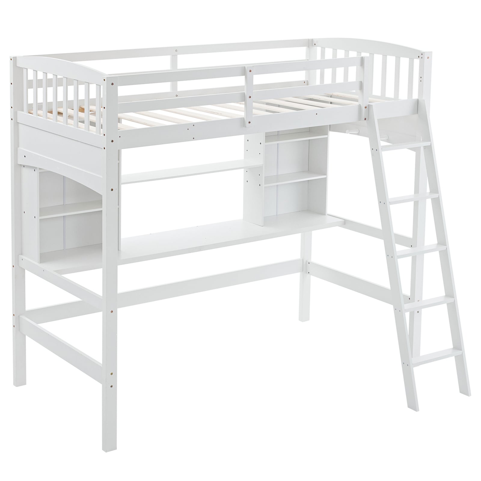 Outopee LO1G52003601+3602 White Twin Wood Bed frame Bed