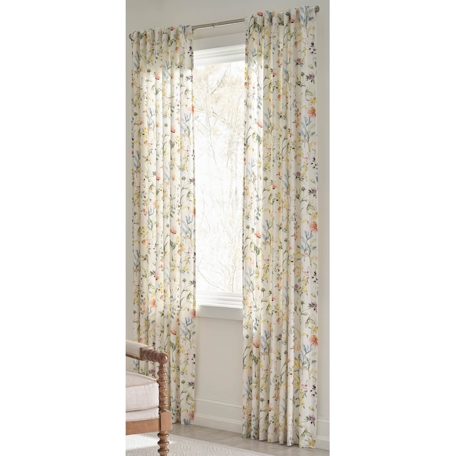 Allen Roth 84 In Fl Print Light Filtering Back Tab Single Curtain Panel The Curtains Ds Department At Lowes Com