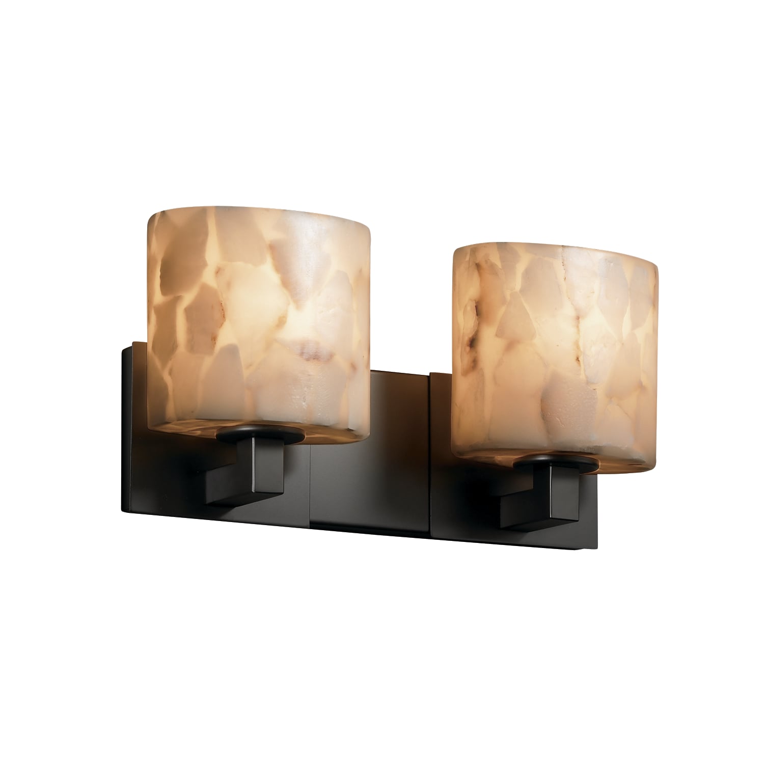 Justice Design Group ALR-8922-30-MBLK Alabaster Rocks 16-in 2-Light Matte Black Transitional Vanity Light