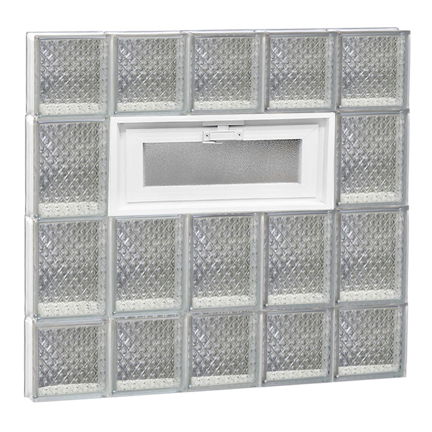 REDI2SET V3028DP Diamond Glass 28-3/4-in x 27-in Frameless Replacement Vented Glass Block Window
