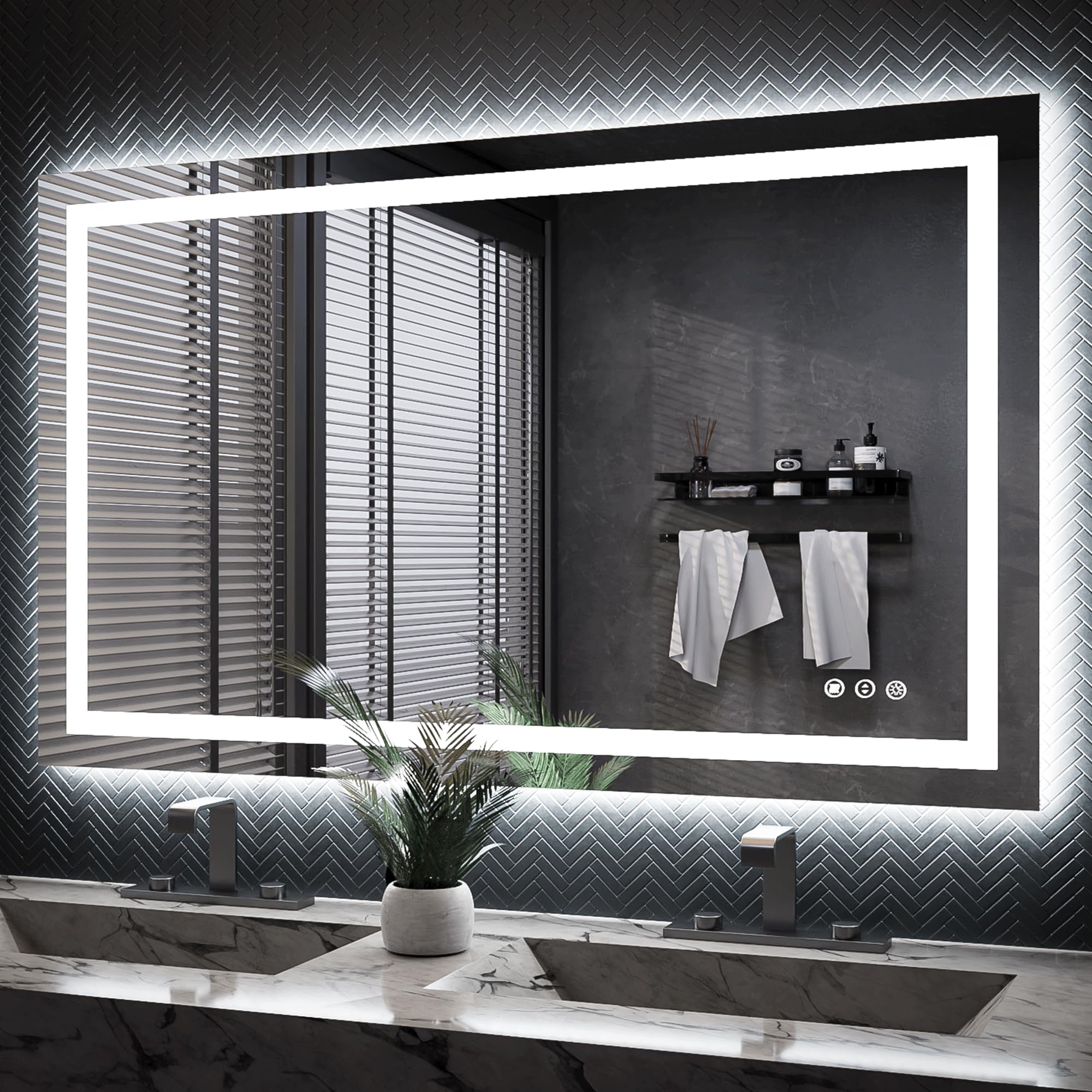 Lukvuzo 50 x 30 Inch LED Bathroom Mirror Lighted Vanity Mirror with Front and Back Lighting Anti Fog Tempered Glass ETL Listed Adjustable Color #LLU0709L105