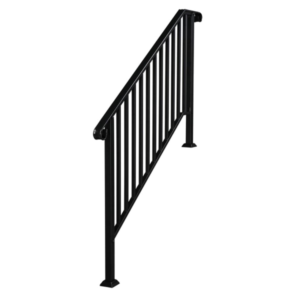 Zyerch Matte Black Outdoor 4 Level Iron Handrail Suitable for Gardens ...