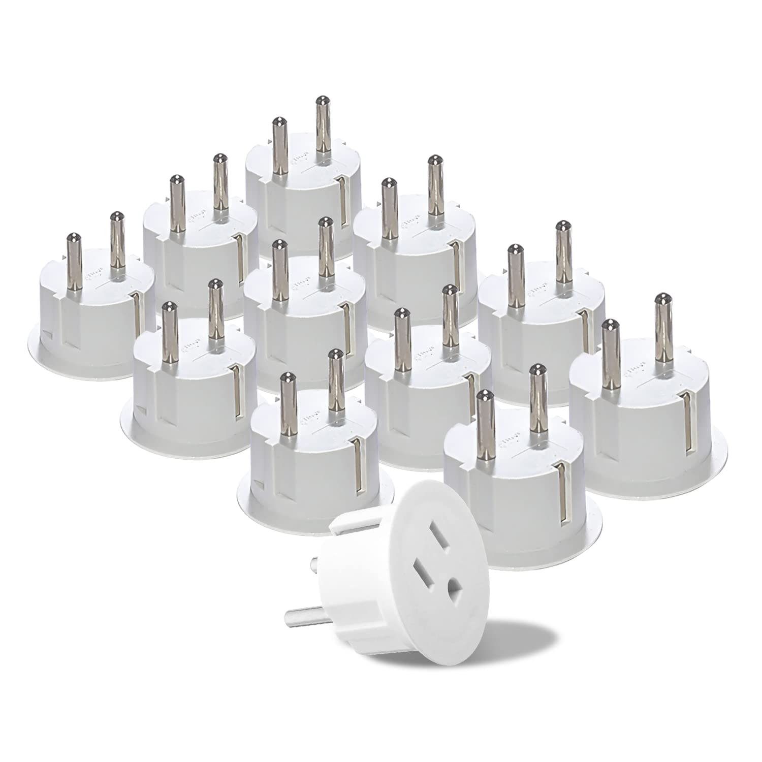 LENCENT USA to European Type E/F Schuko Plug Adapter for Germany France Spain Norway and More CE Certified 12 Pack #LCMY1-B0038MO3GE