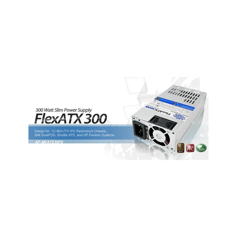  AS180638 Athena Computer Power AP-MFATX30P8 Athena 300W Flex ATX Power Supply