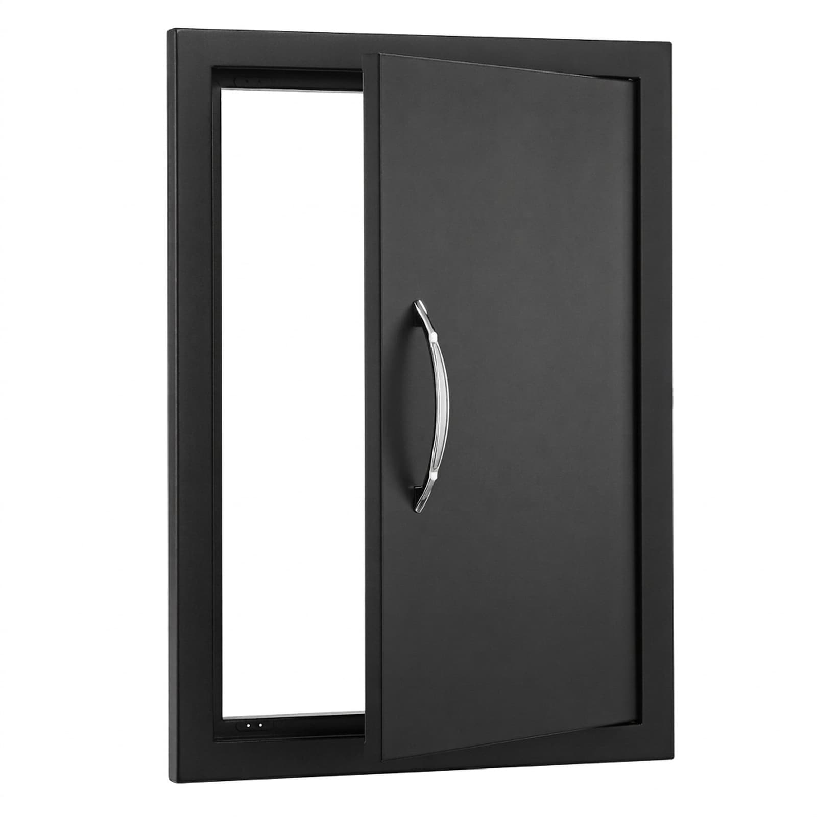 GIVIMO 16-in W x 22-in H Single Outdoor Kitchen Door Matte Black Powder-Coated Flush Mount Access Door with Reversible Hinge for BBQ Island Grilling Station