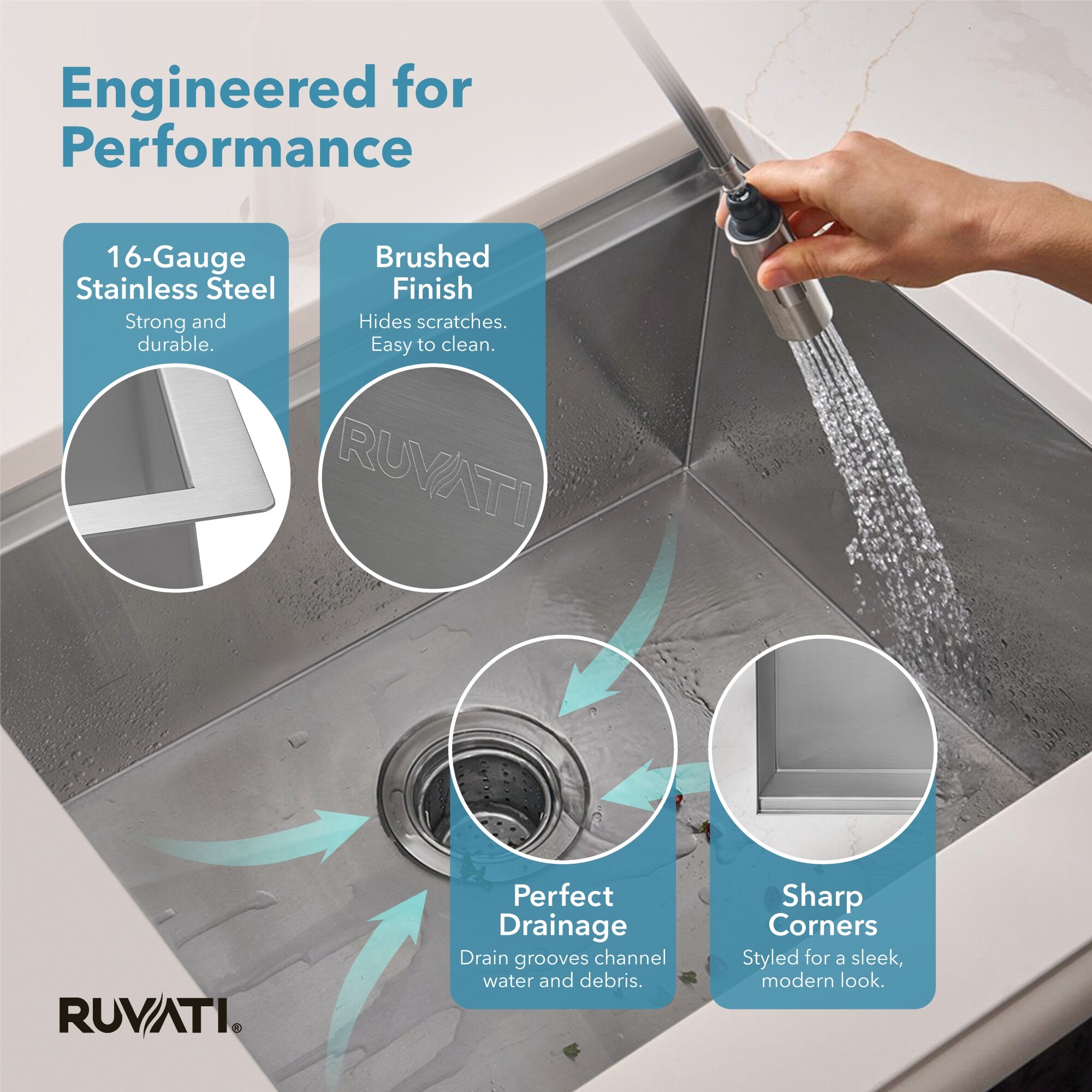 Ruvati RVH8307 Kitchen-Sinks - View #8