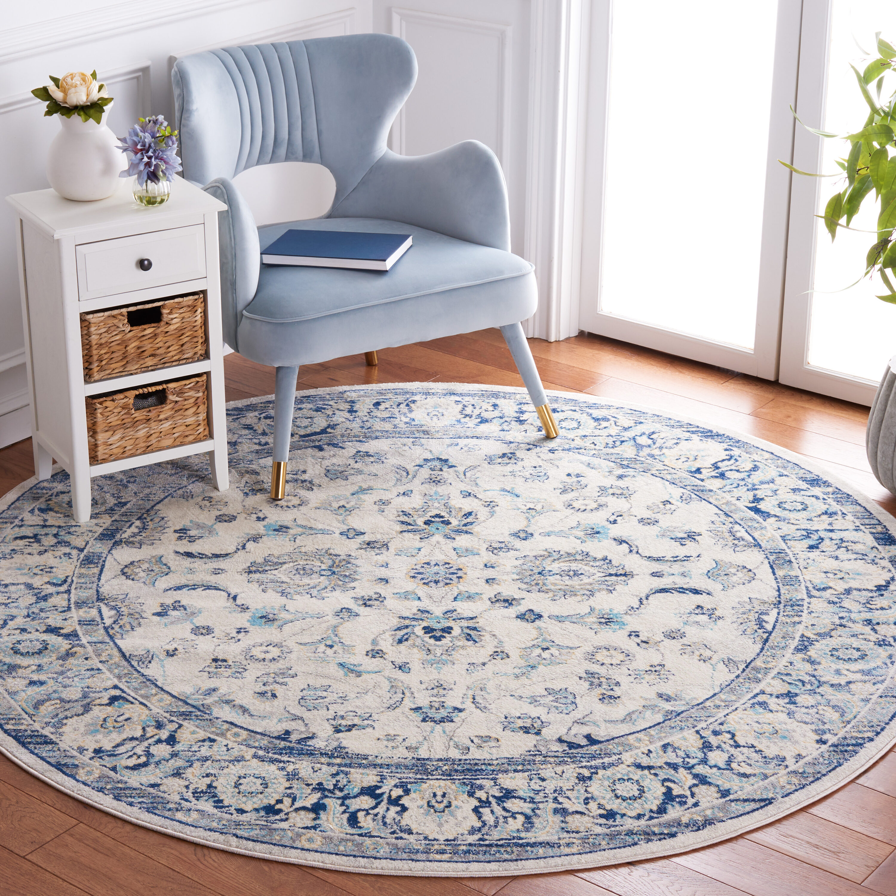 Safavieh - Brentwood 874M Blue Light Grey 6ft-7in x 6ft-7in Round Rug