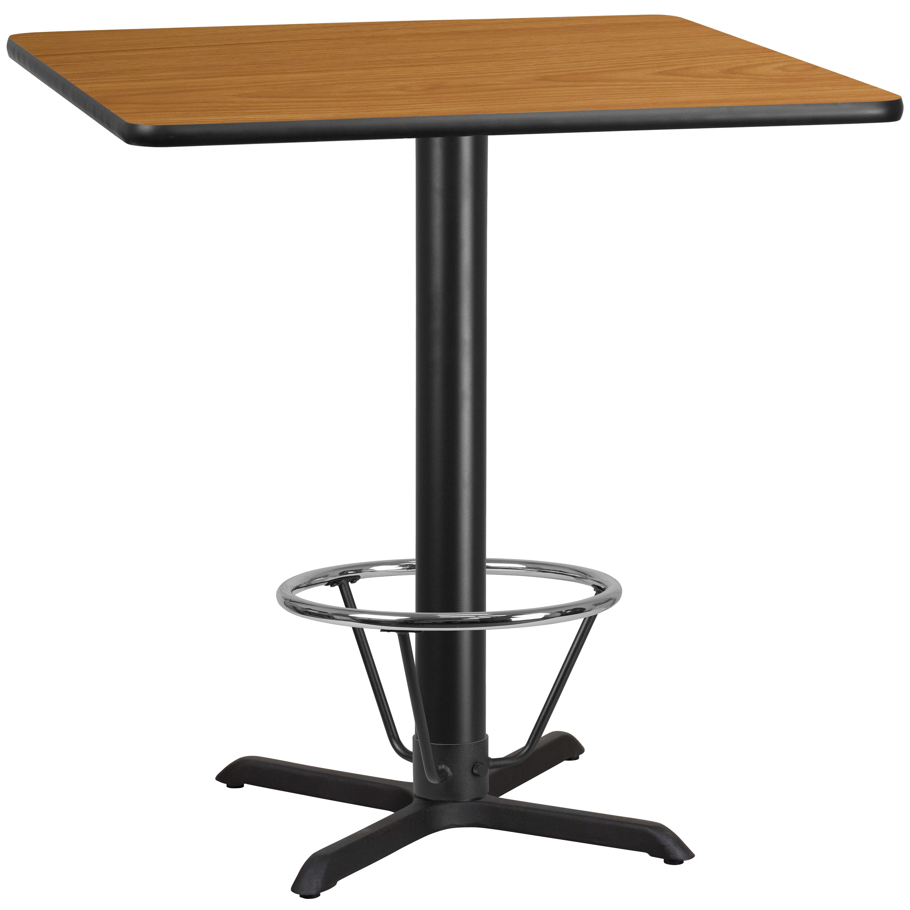 Flash Furniture 889142218135 Natural Contemporary/Modern Bar Table, Wood veneer with Black Metal 42-Inches L x 43.13-Inches H