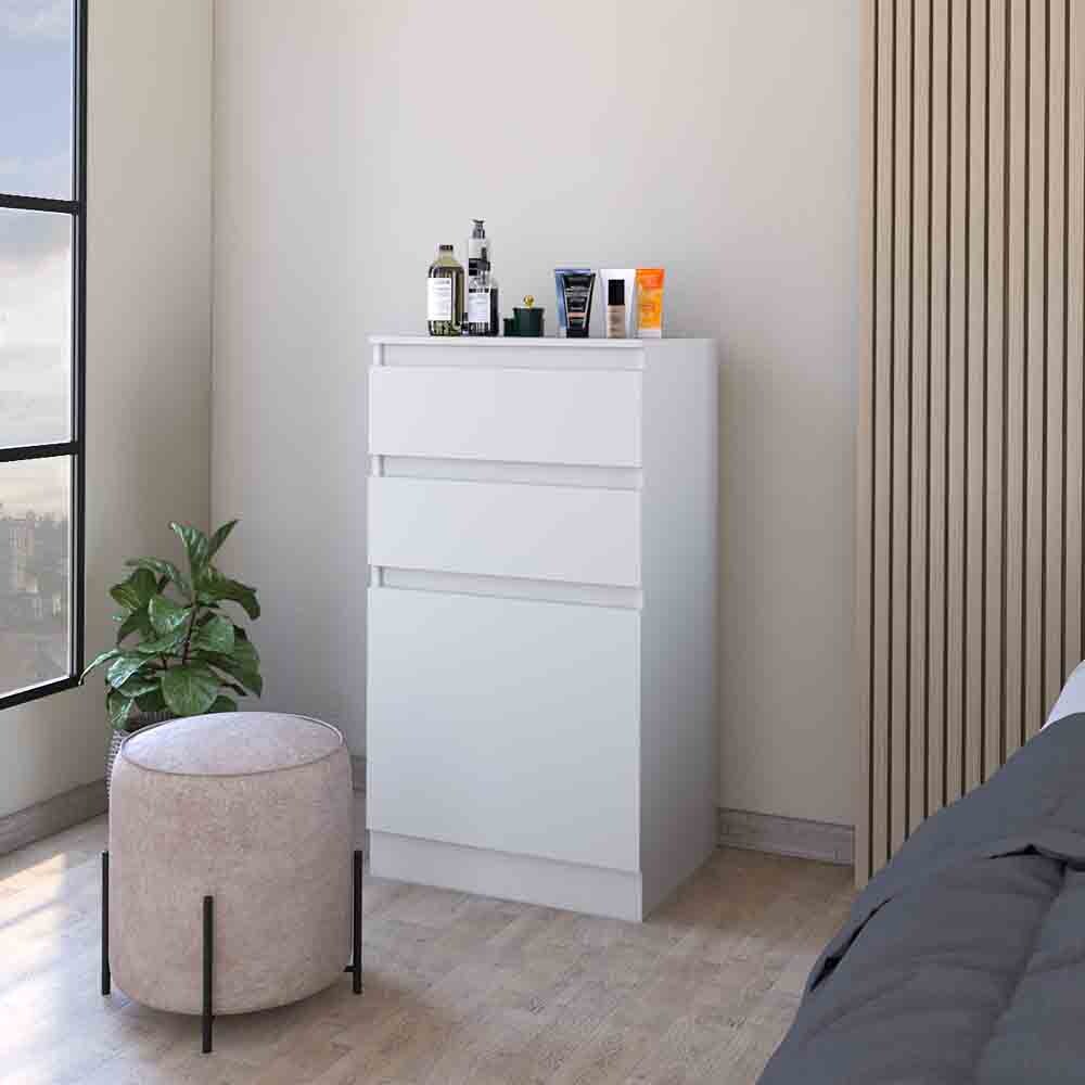 Tatayosi - Asturias Dresser with Jewelry Box and Mirror Single Door Cabinet in White Finish Versa...