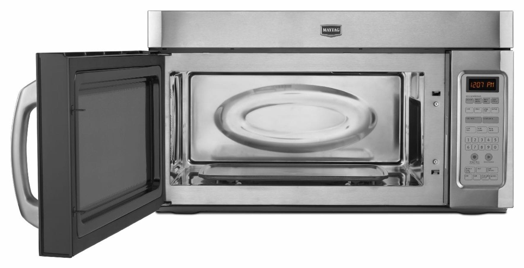 Maytag MMV5219FZ 2.1 cu. ft. Over-the-Range Microwave with WideGlide™ Tray,  Sensor Cooking, Charcoal Odor Filter, Mesh Grease Filter, Electronic Touch  Controls, Incandescent Lighting, 400 CFM Fan and 1,000 Cooking Watts:  Fingerprint Resistant