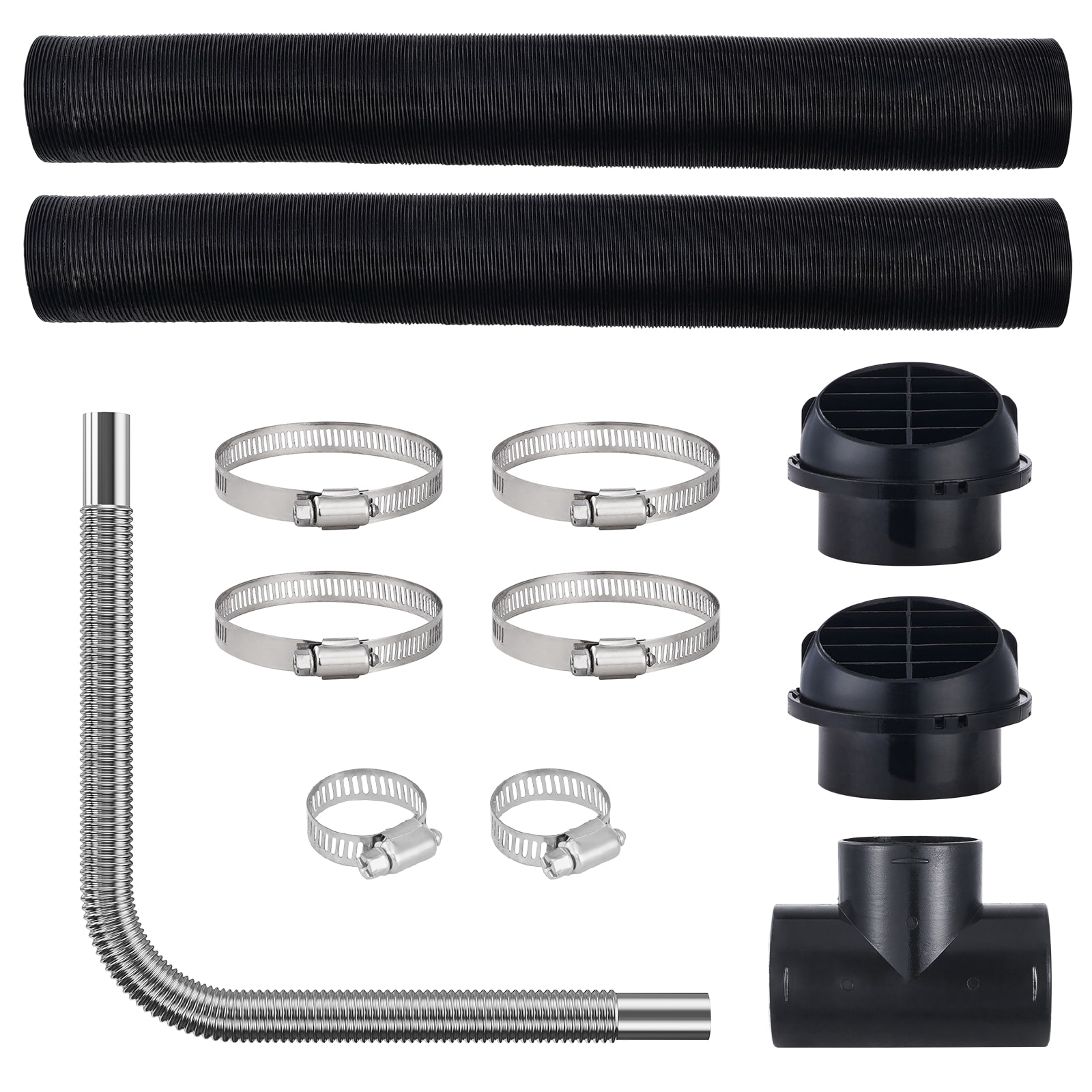 GIVIMO Diesel Heater Pipe Ducting Set with 3-in Air Duct Hose featuring 1-in Stainless Steel Exhaust Pipe and 2 Air Vents for 5-kW 8-kW Parking Heater