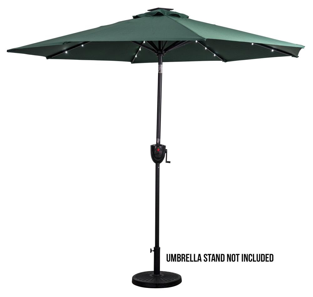 Sun-Ray 8L1043 9-ft Aluminum Green Push-button Tilt Market Patio Umbrella with Lights
