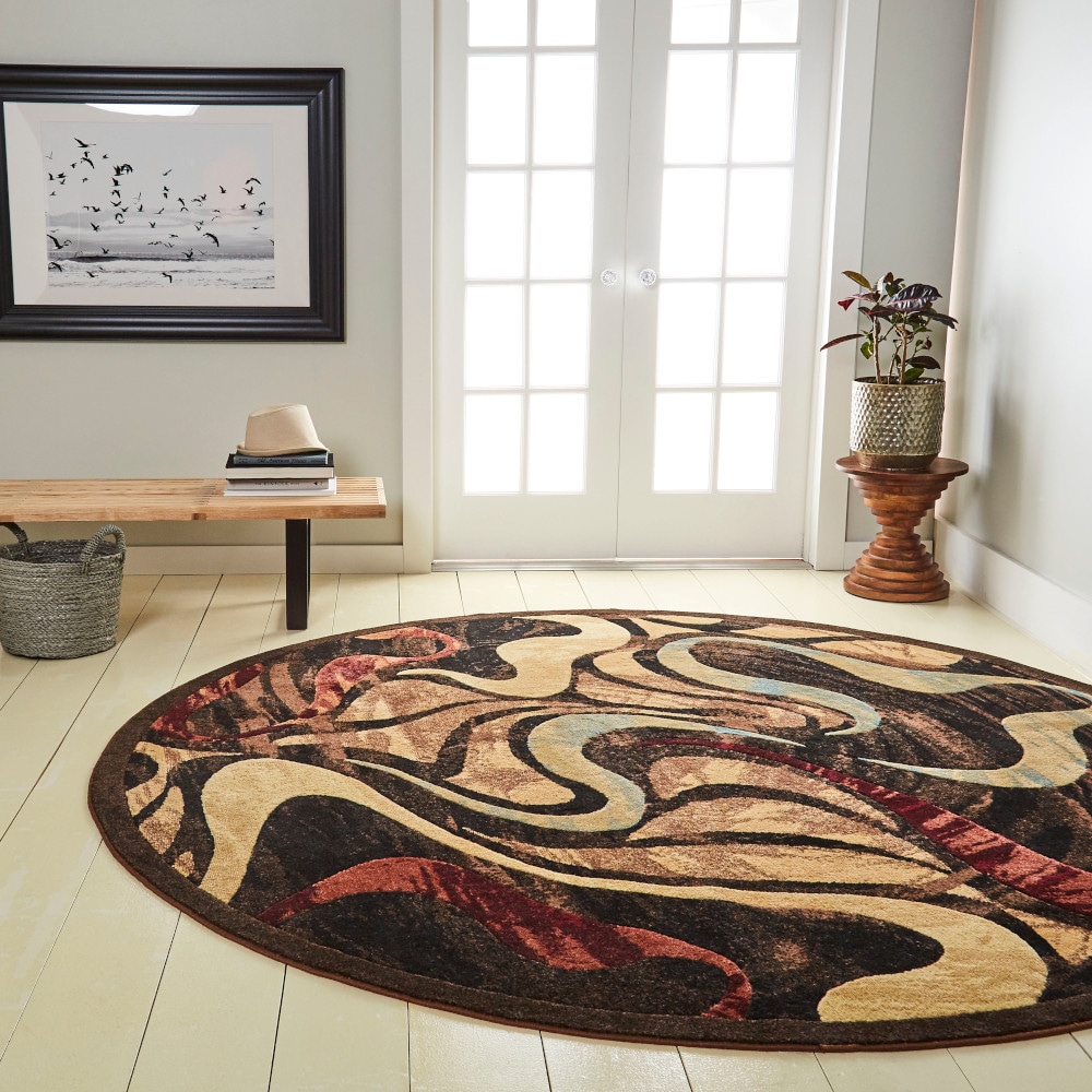 Art Deco Industrial Rug Multi-Color Flowing Swirls Abstract Carpet