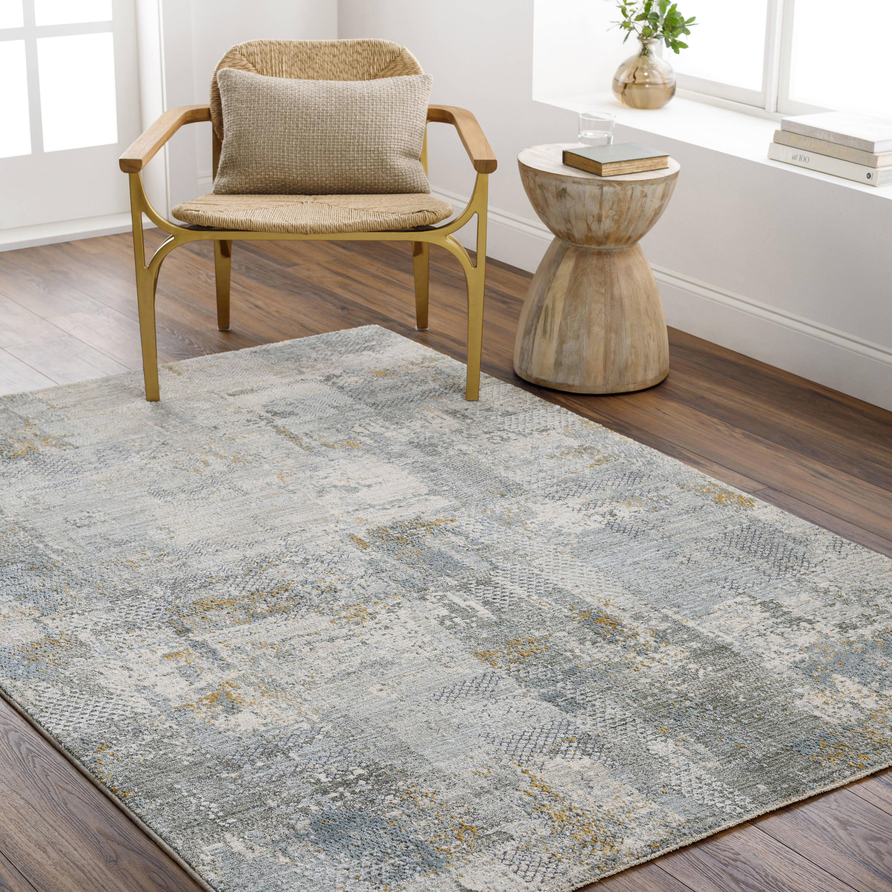 Livabliss DRE2305-710103 Dresden 7 x 10 (ft) Flatweave Green Rectangular Indoor Mid-Century Modern Pet Friendly Area rug