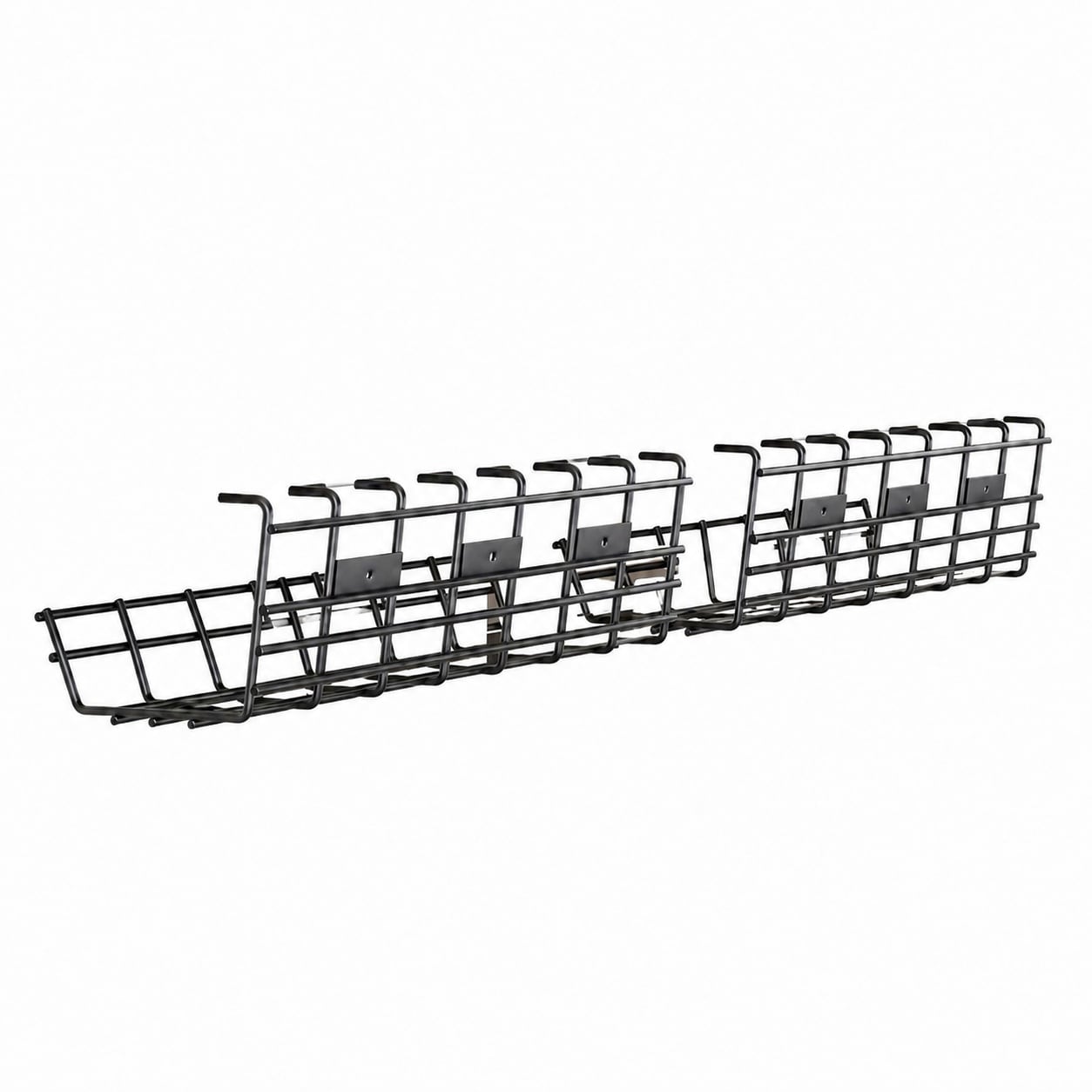 Aoibox  2 Pack 17 Inch Black Metal Under Desk Cable Management Tray Cord Organizer for Home and Office Wire Management
