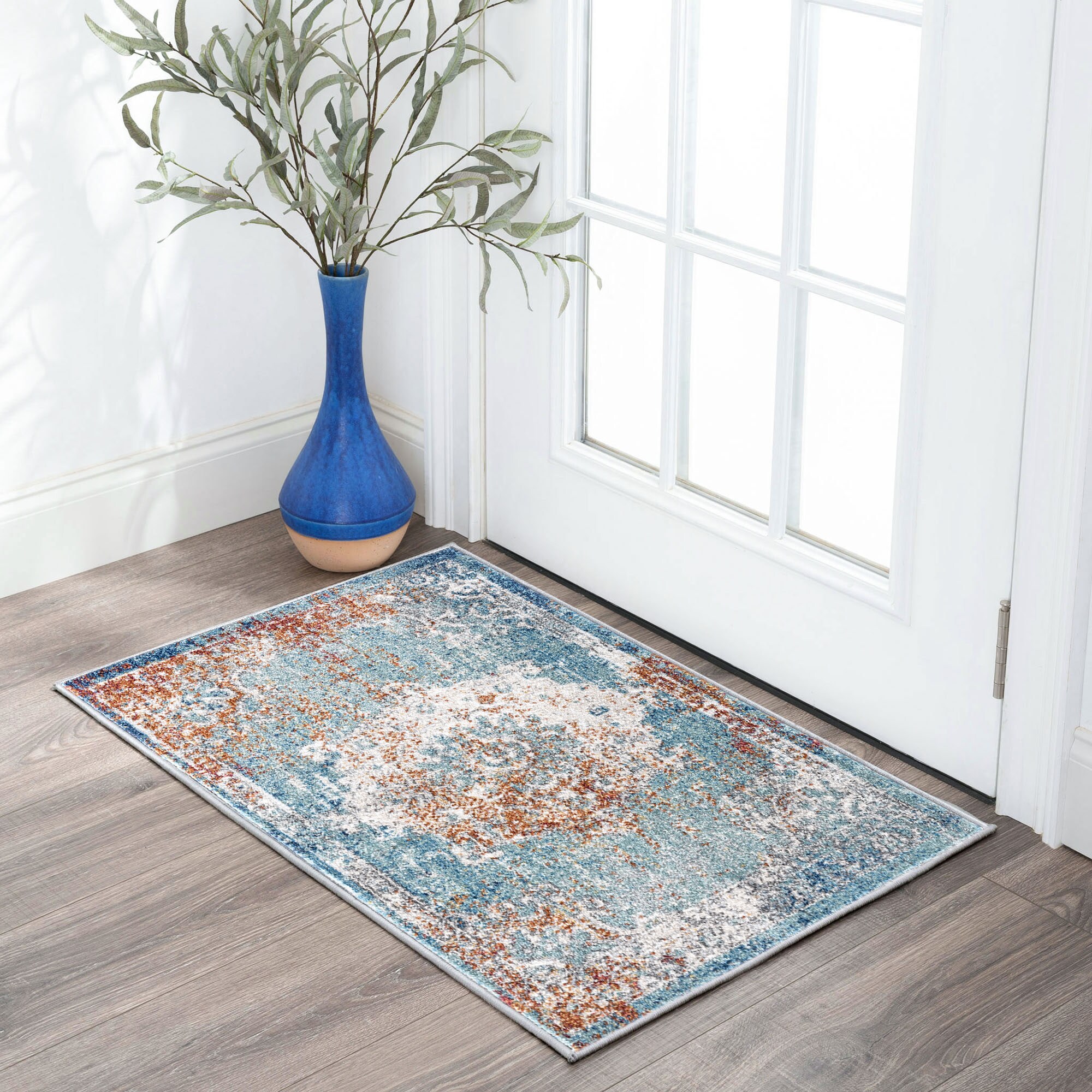 Tayse GRD6607 2X3 Garden 2 x 3 (ft) Loomed Polypropylene Navy Rectangular Indoor Throw rug