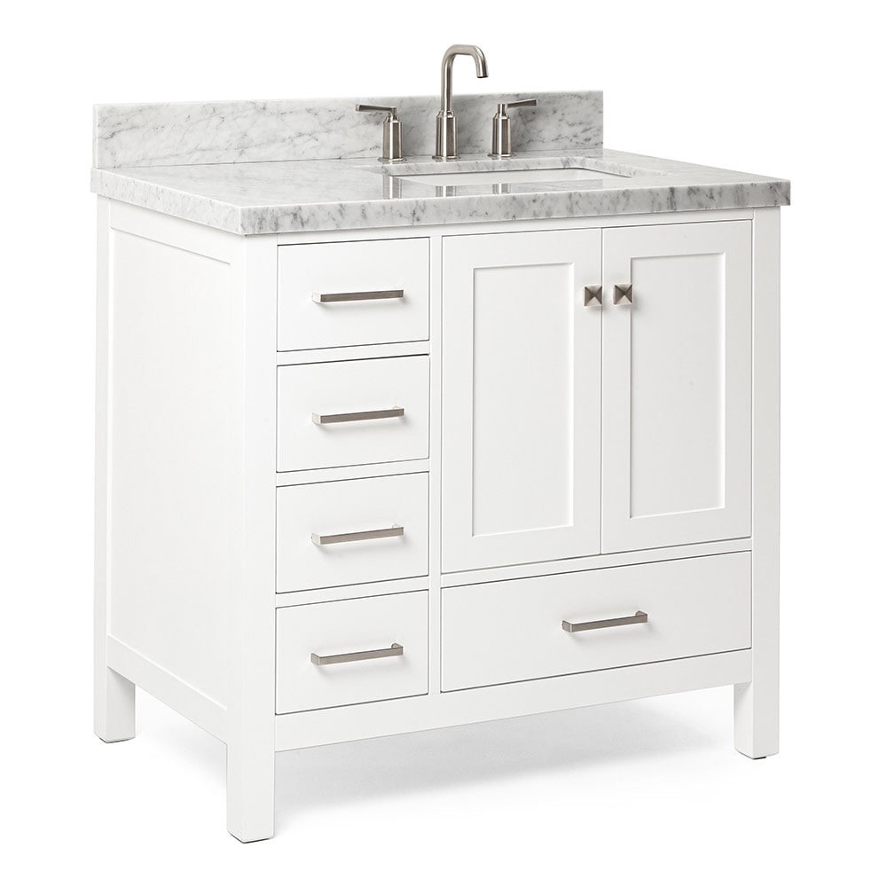 ARIEL Cambridge 37-in White Undermount Single Sink Bathroom Vanity with ...