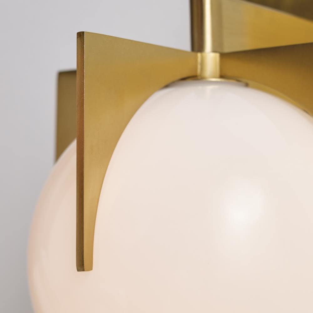 Abbott Retro-Inspired Burnished Brass Wall Sconce with Milk Glass Shade
