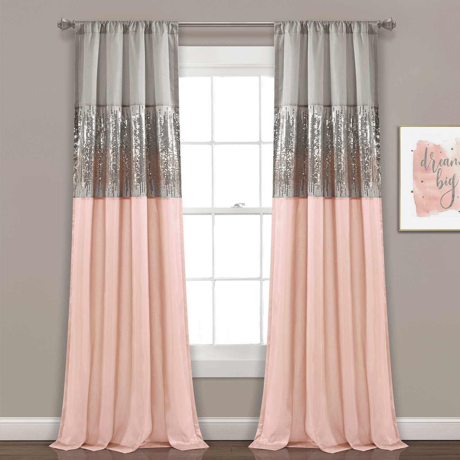 Lush Decor 16T007577 95-Inches Gray Striped Rod pocket Single curtain panel