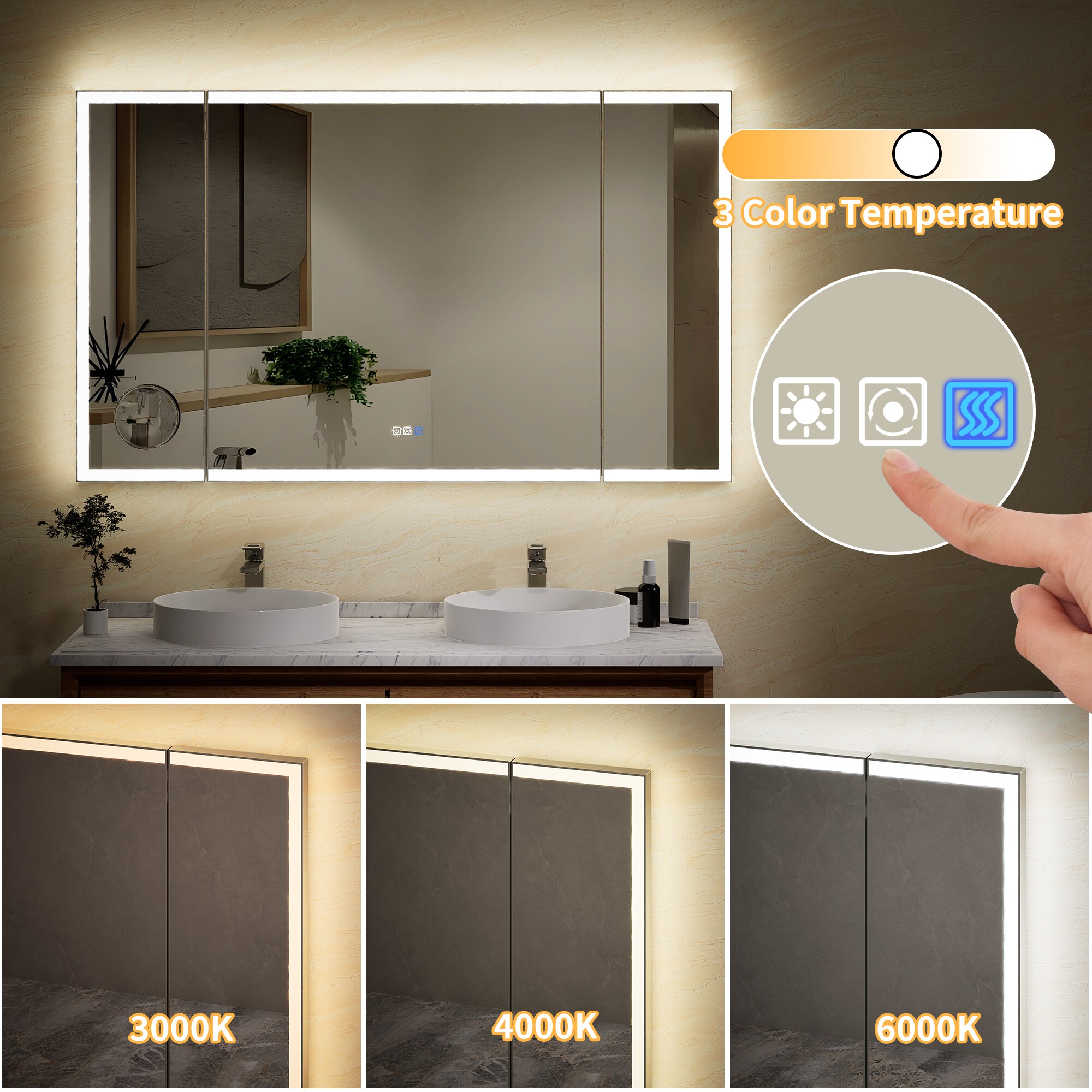 WELLFOR TO-EM-BV30WHBK Framed-Bath-Mirrors - View #5