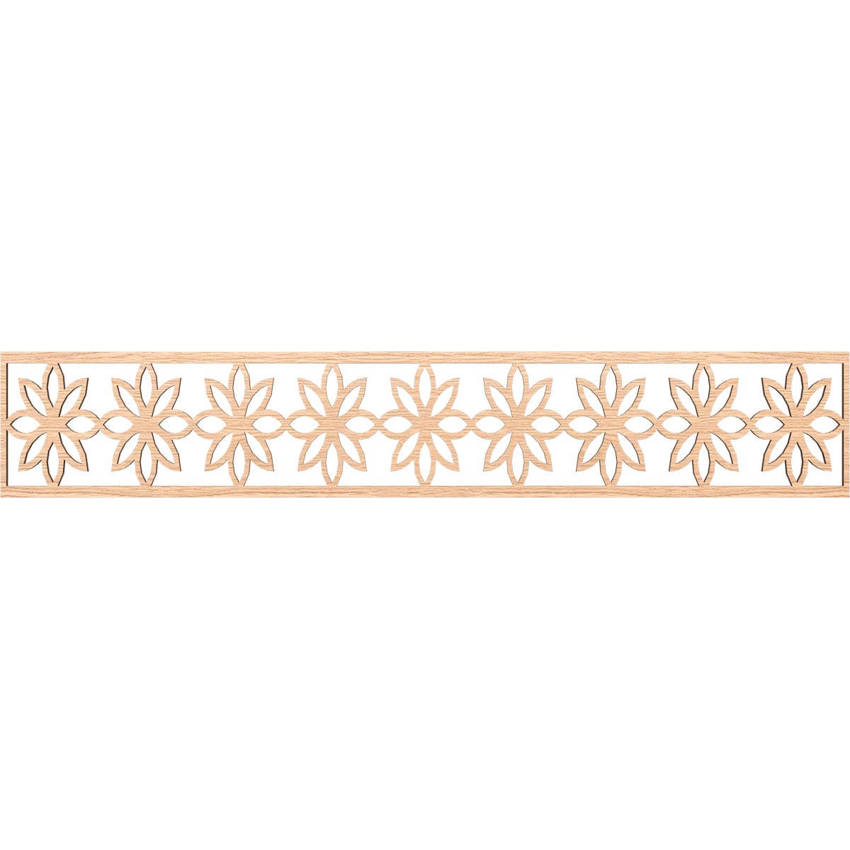 Ekena Millwork MLDA08X46DASRO Daisy Fretwork Flat Trim 8-in x 3.89-ft Red Oak Brown Unfinished 2157126 Pierced Wall Panel Moulding