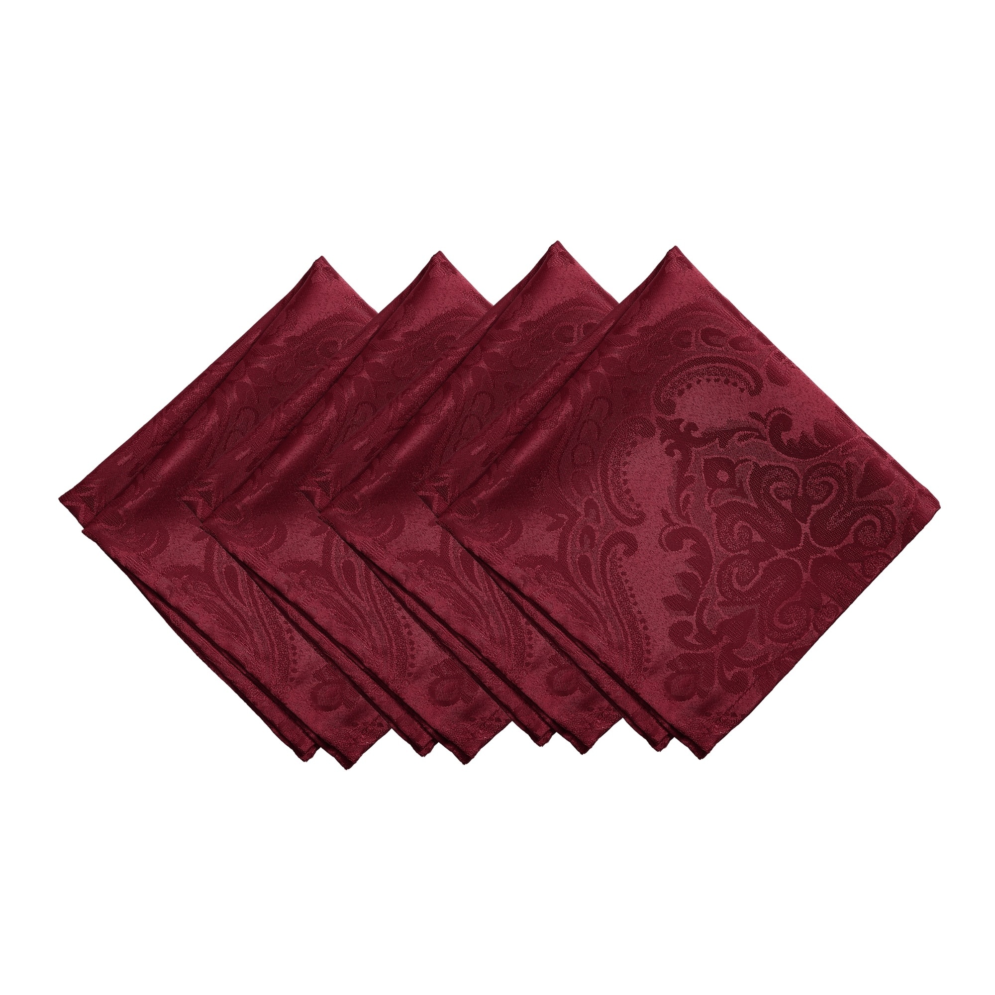 Elrene Home Fashions - Caiden Woven Damask 4 -Pack Cranberry Polyester Square Napkin(s)