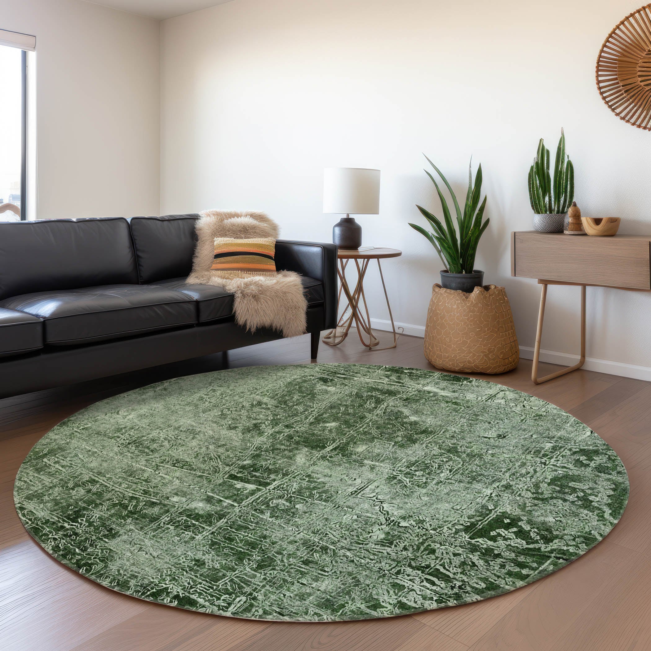 Addison Rugs ACN559EM8RO Chantille ACN559EM 8 x 8 (ft) Polyester Emerald Round Indoor/Outdoor Abstract Machine washable Area rug