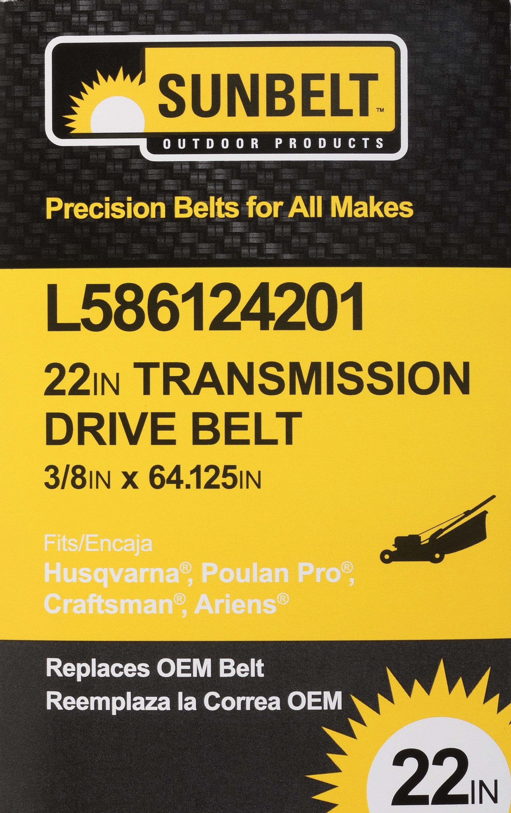 Sunbelt L-586124201 22-in Transmission Drive Belt for Push Lawn Mowers in the  Lawn Mower Belts department at