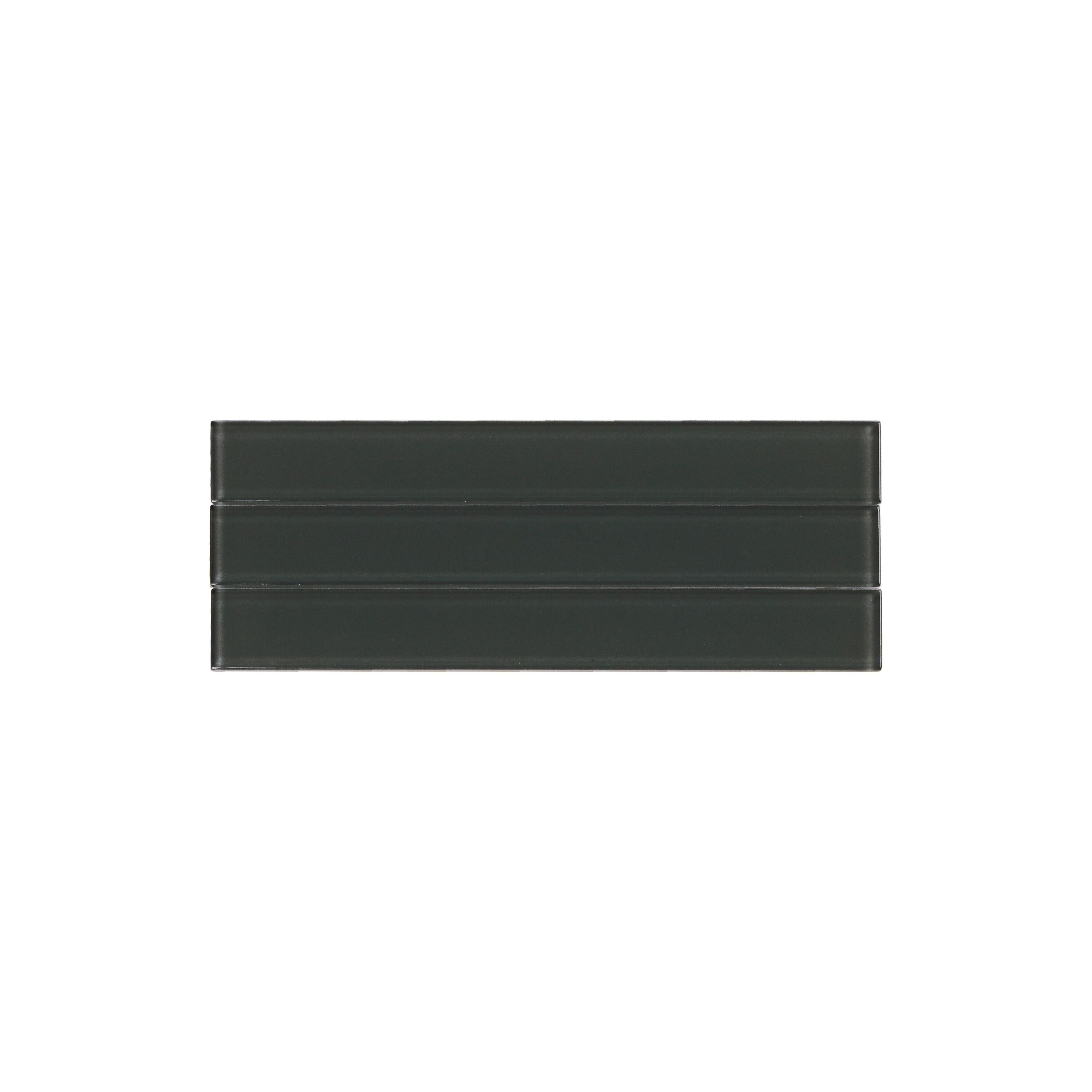 SpeedTiles IG200THY068F Thyme Dark Green 3-in x 8-in Glossy Glass Linear Wall Tile (6-sq. ft/ Carton)