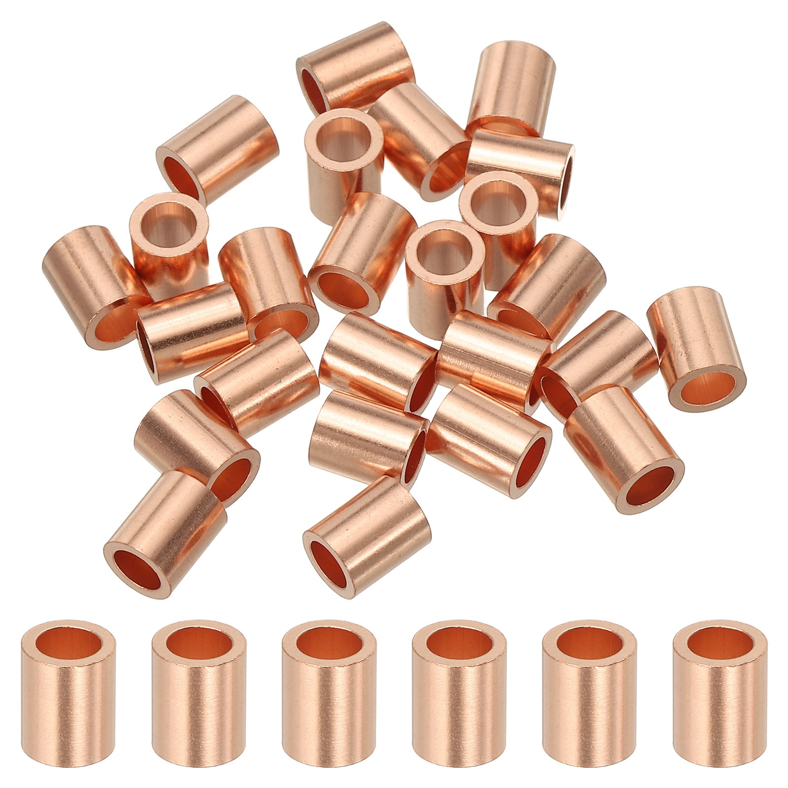 Unique Bargains 3/16 Inch 4mm Wire Rope Stop Sleeve Copper Crimping Loops Sleeve Round Crimp Ferrules for Wire Rope and Cable Ferrule Gold 25pcs #S26041500UX4639