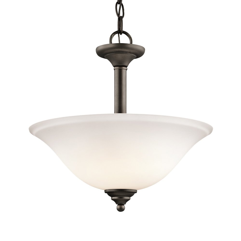 Kichler 3694OZW Armida 2 -Light Olde Bronze Transitional Etched glass Bowl Medium Hanging Pendant light
