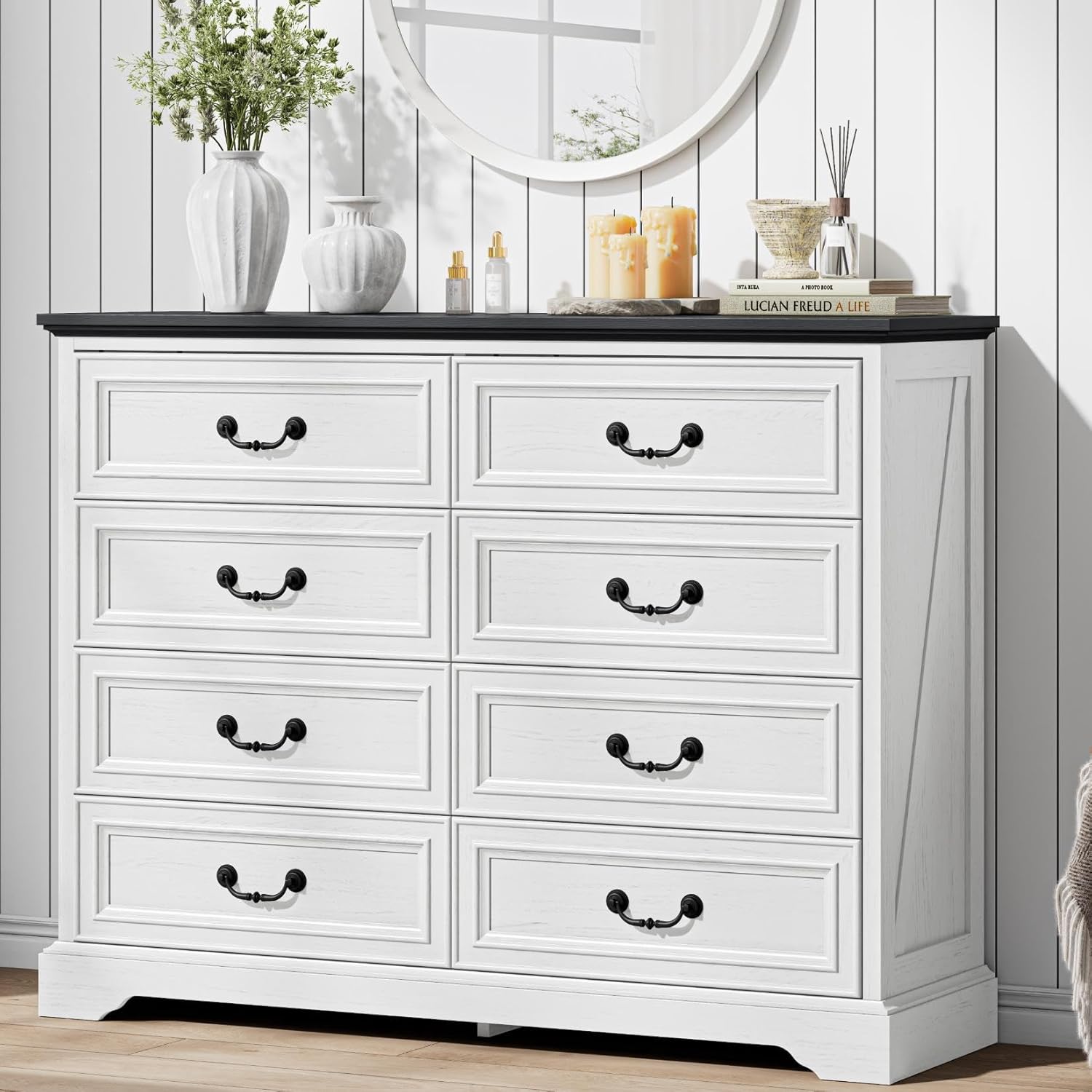 Likimio UAT1IJCPYPEL7E2Z 15.8-in W White 8 Drawer Dresser with Storage