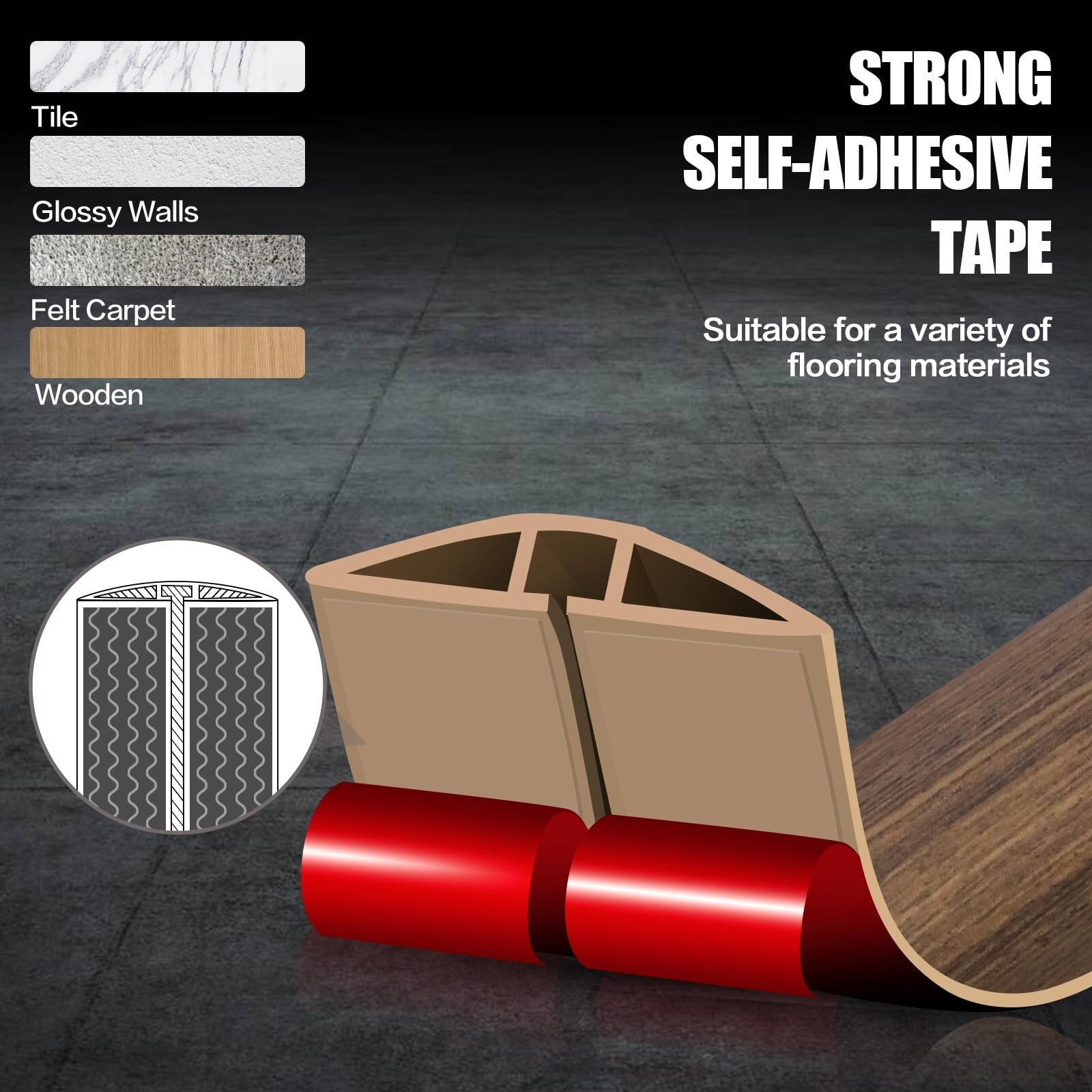 Etokfoks 10 ft Floor Cord Cover in Misty Brown Wood PVC for Indoor Wire ...