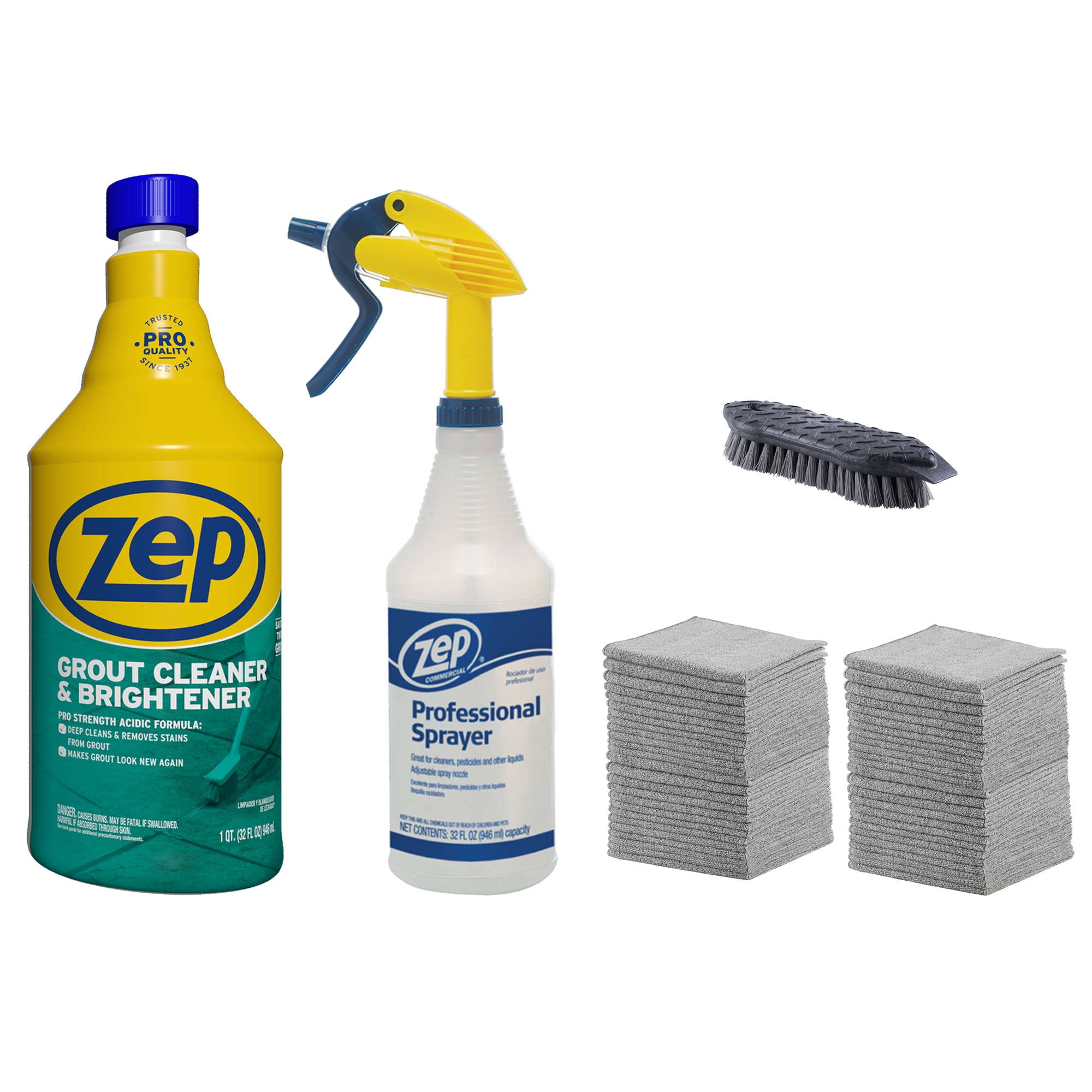 Shop Zep Grout Cleaning Kit with Zep Grout Cleaner and Grout/Tile Cleaning  Brush (Brush, Cleaner, Spray Bottle, and 50pk Mircofiber Cloth) at