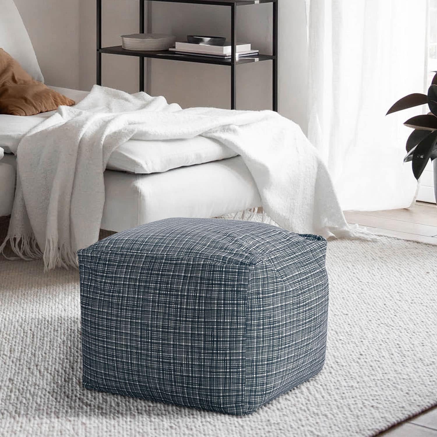 CasePiece C126PF24-ID-VV Modern Indigo Dye Velvet Ottoman