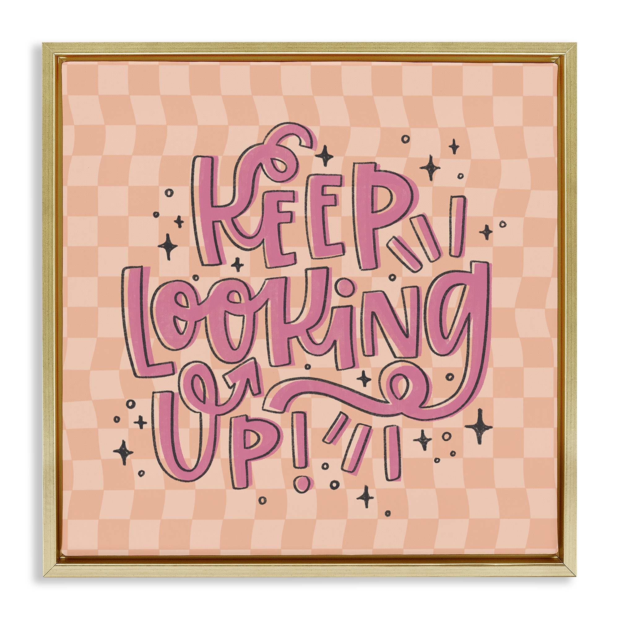 Stupell Industries BT-423-FFG-24X24 Keep Looking Up on Checkered Floating Frame design by Sarah Hickman