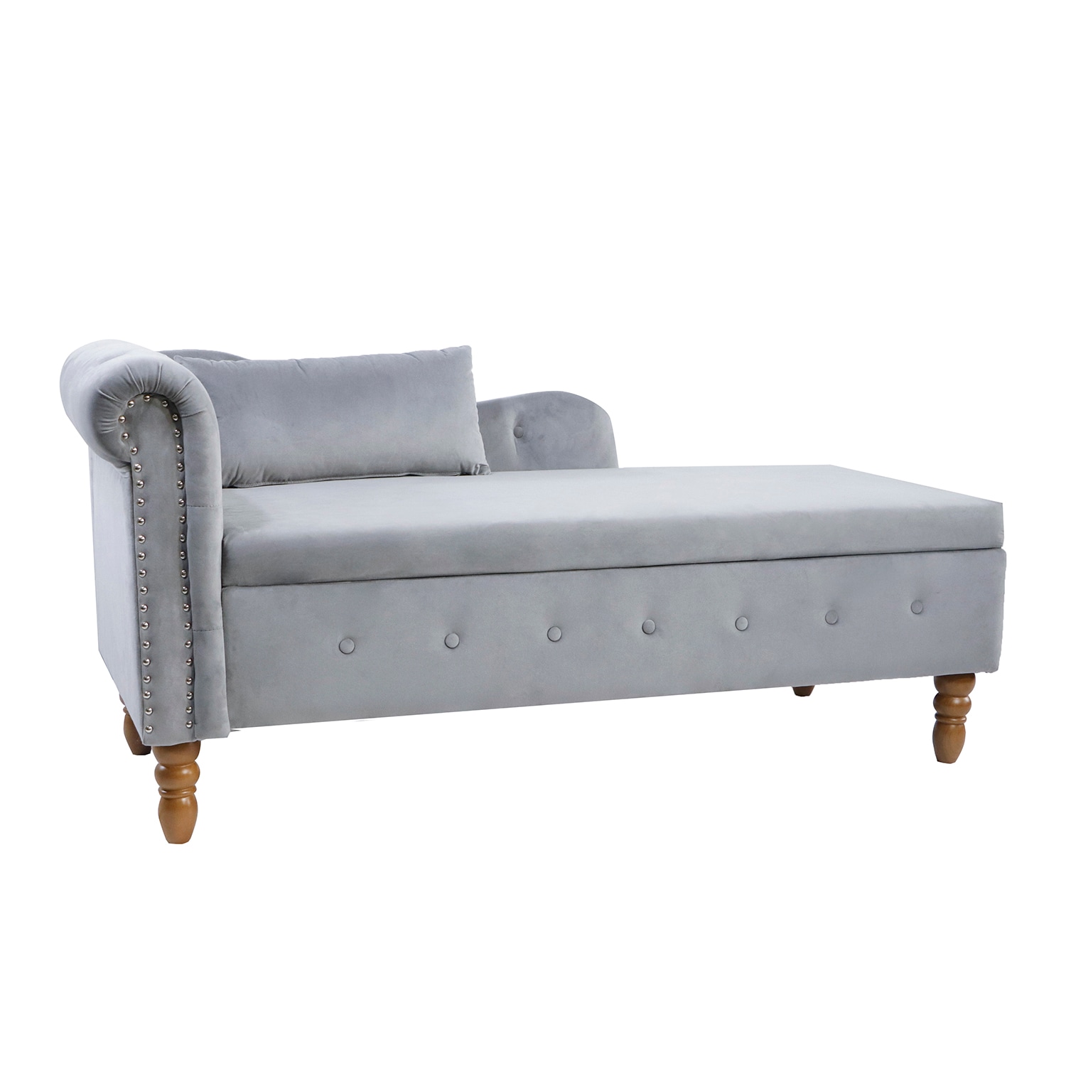 Bybafun YA6100048 Modern Gray Velvet Chaise Lounge