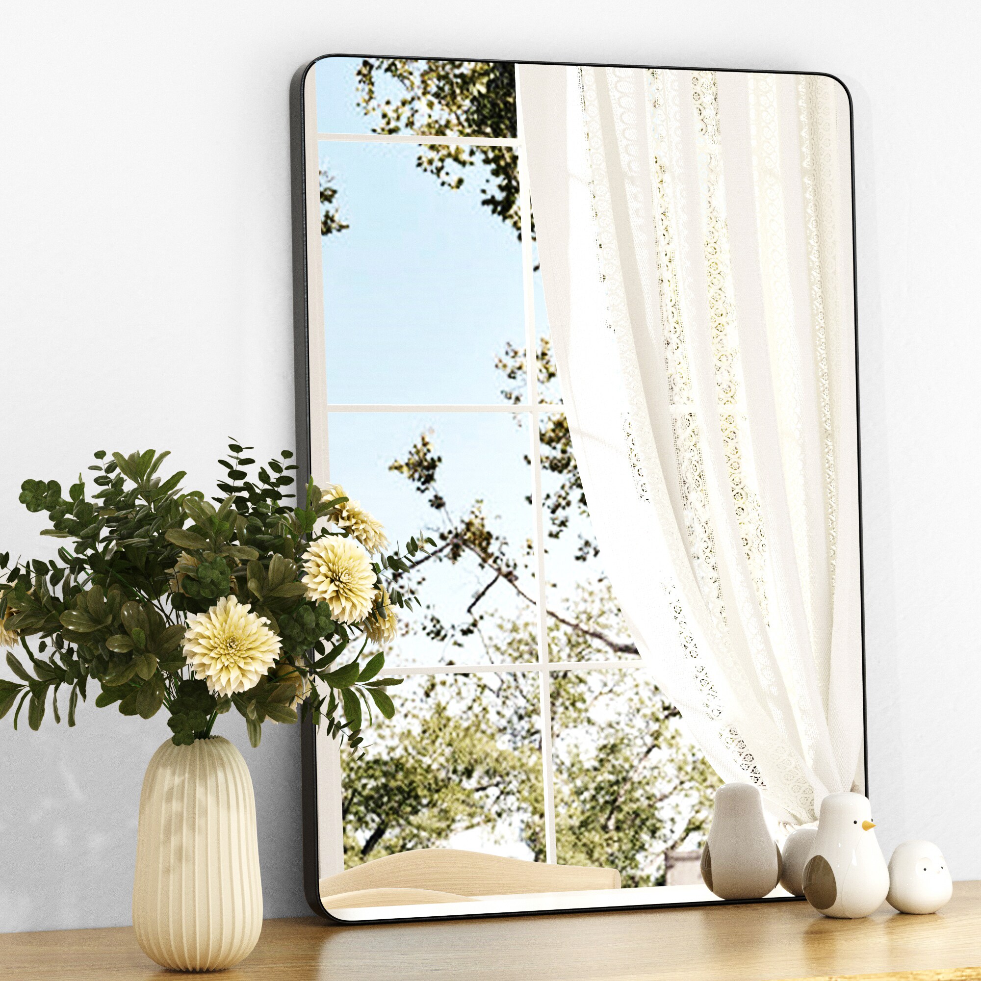 Clavie 20-in W x 28-in H Rectangle Black Framed Wall Mirror