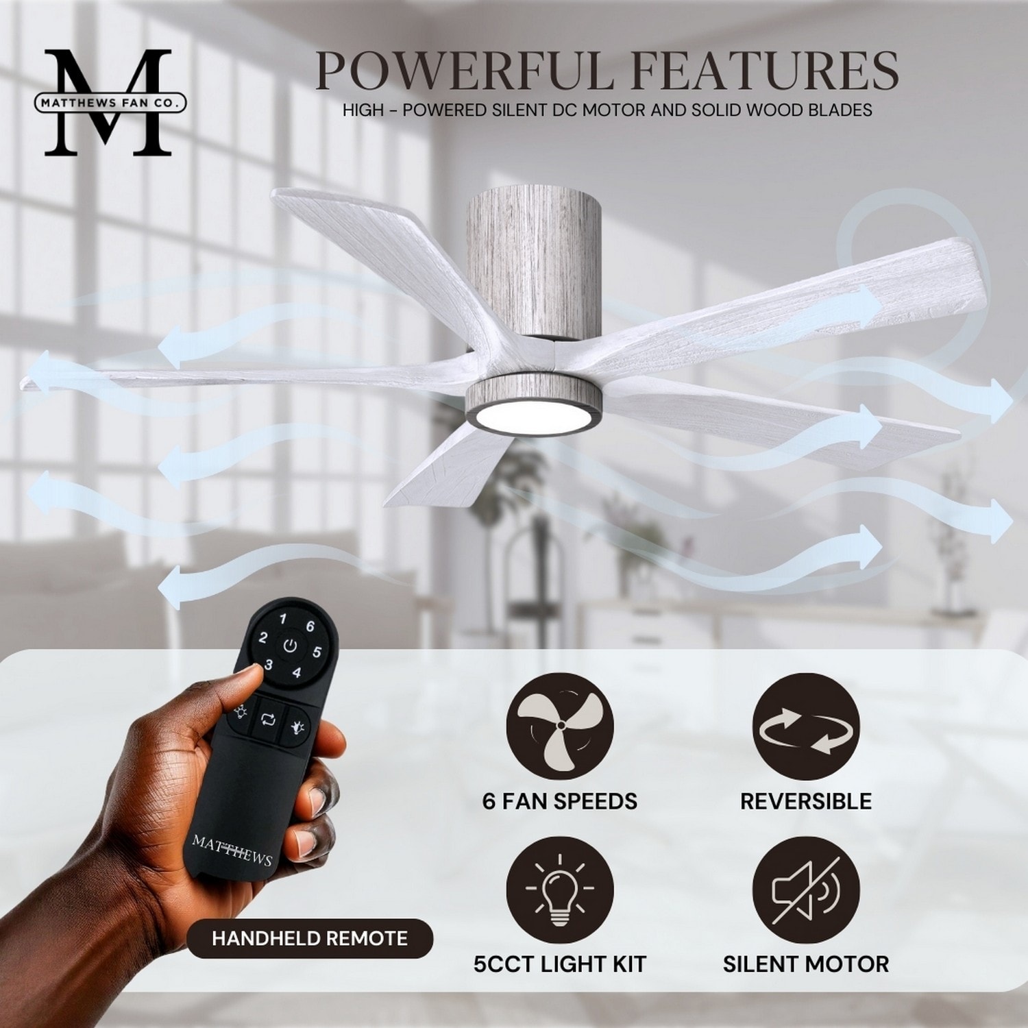 Matthews Fan Company IR5HLK-BW-MWH-42 Ceiling-Fans - View #8
