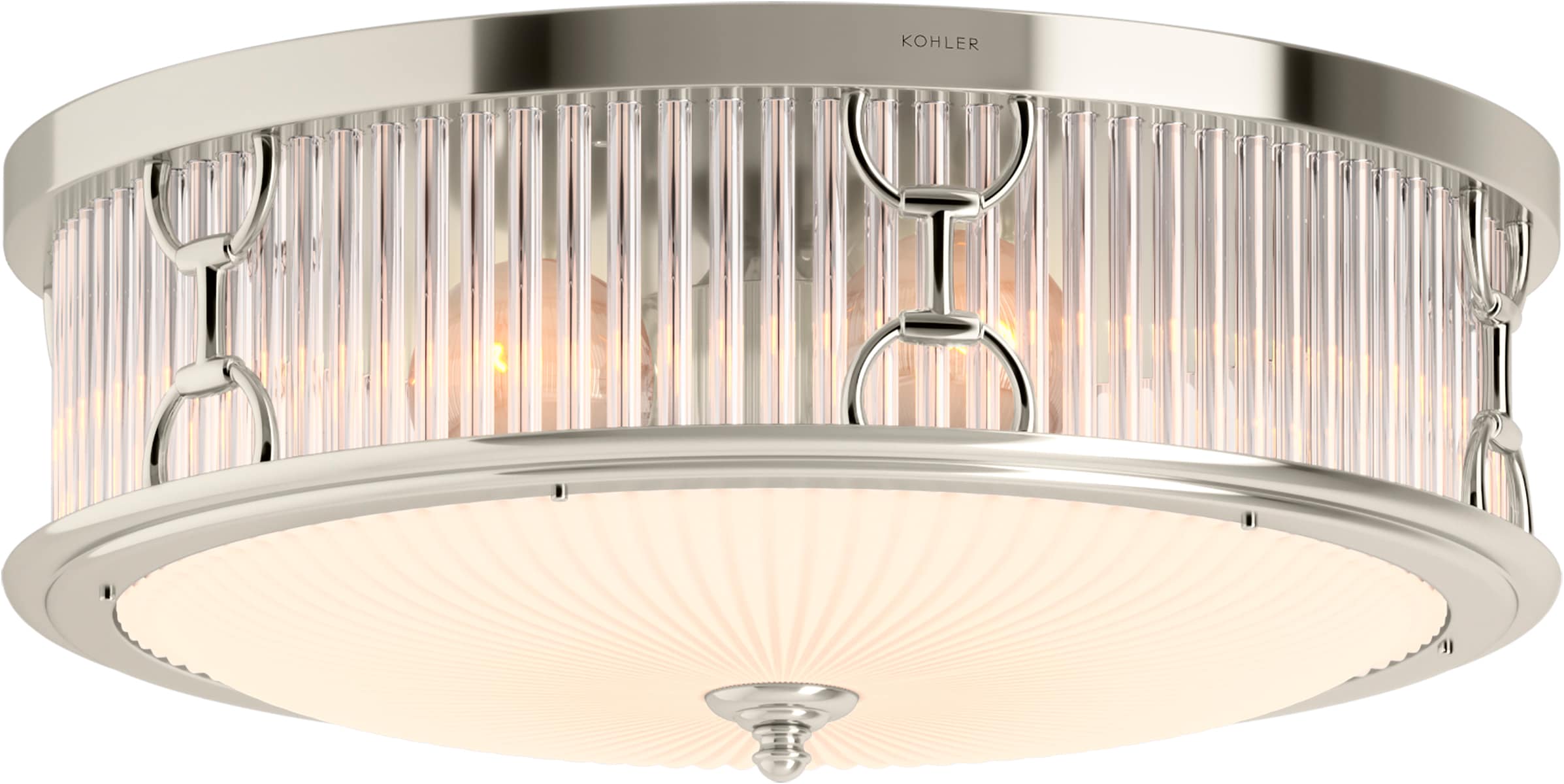 KOHLER 27750-FM03-SNL Terret 3 -Light 15-in Polished Nickel Flush Mount Light