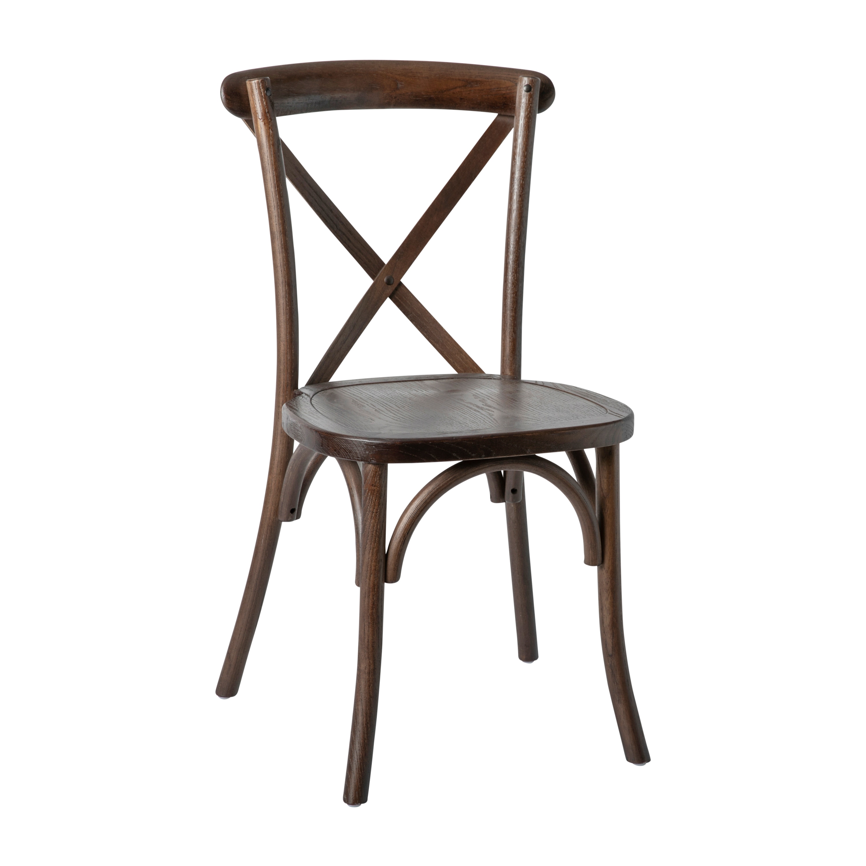 Mahogany Wood Cross Back Stackable Side Chair
