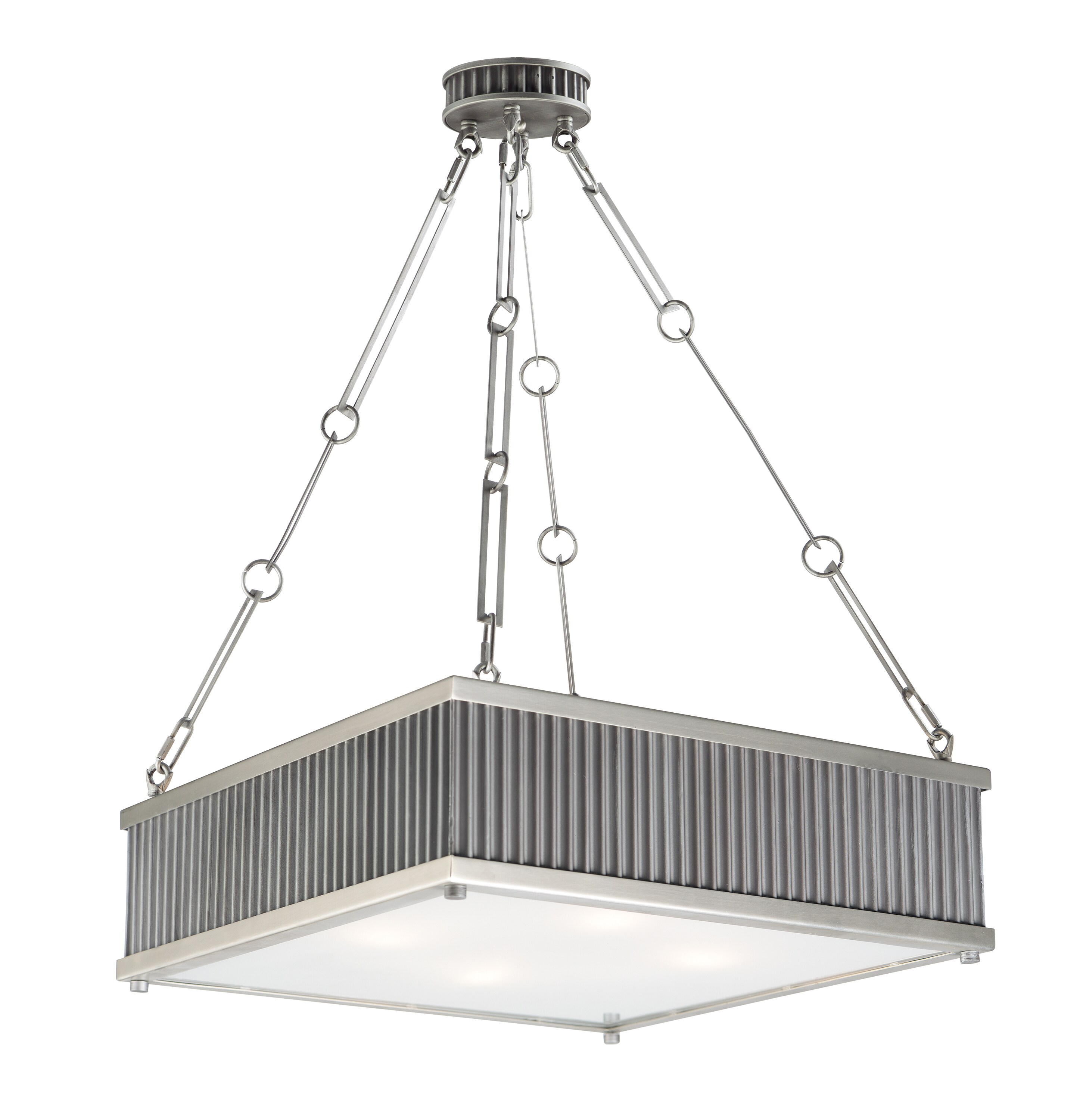 Maxim Lighting 26015WZSN Ruffle 4 -Light Weathered Zinc/Satin Nickel Modern/contemporary Frosted glass Square Medium Hanging Pendant light