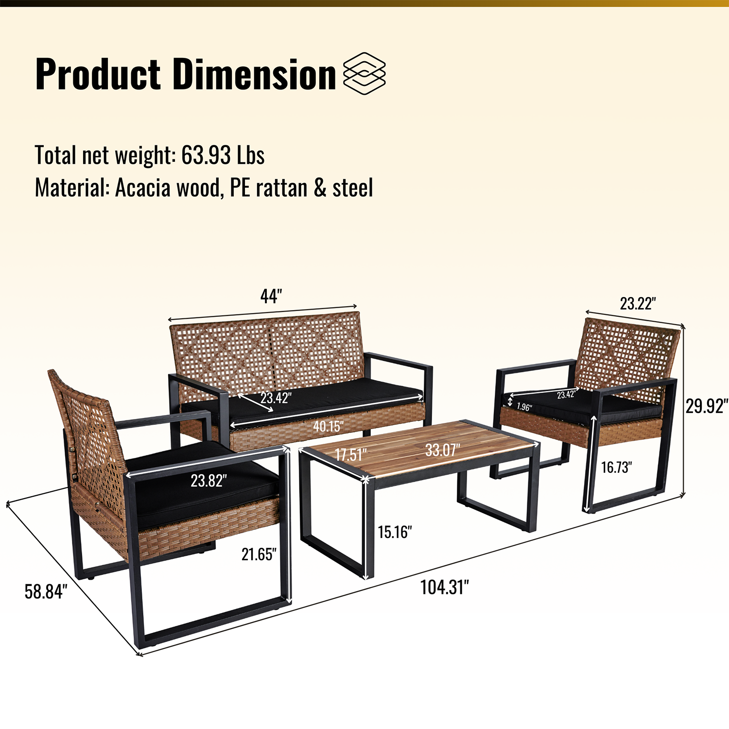 Mondawe MO-BEF49818 Patio-Conversation-Sets - View #14